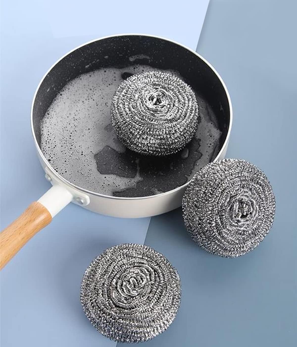 6Pcs Steel Wool Scrubbers - Flexible Scrubber Pads for Cleaning Dishes, Pots, Pans, Grills and Sinks