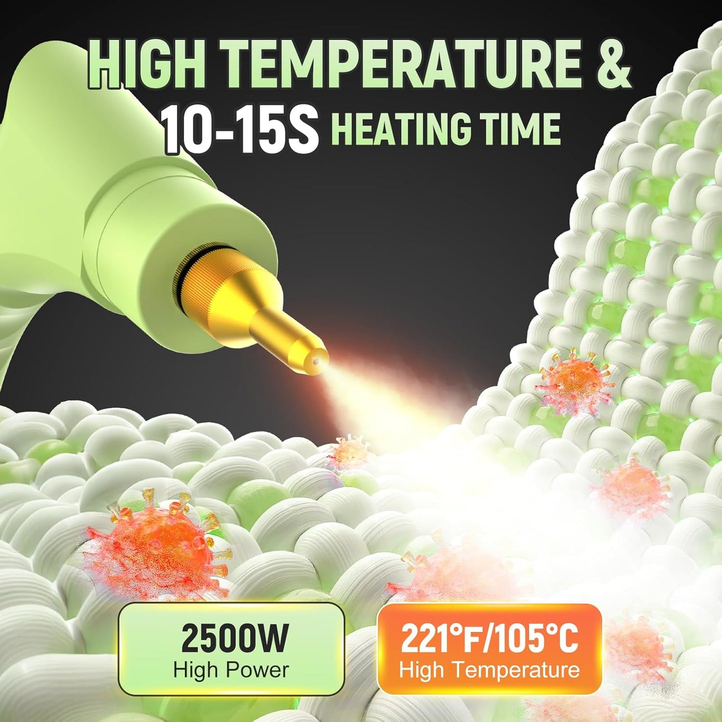 2500W Portable Handheld Steam Cleaner for Car, Large Capacity 10s Fast Heating Steamer for Cleaning with 9 Pieces Accessories, Heavy Duty Plug-and-Play Steam Cleaner for Home|Car|Kitchen|More