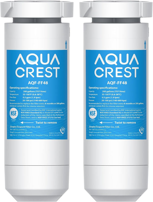 AQUA CREST XWF Replacement for GE® XWF, NSF Certified Refrigerator Water Filter, 2 Filters (Not