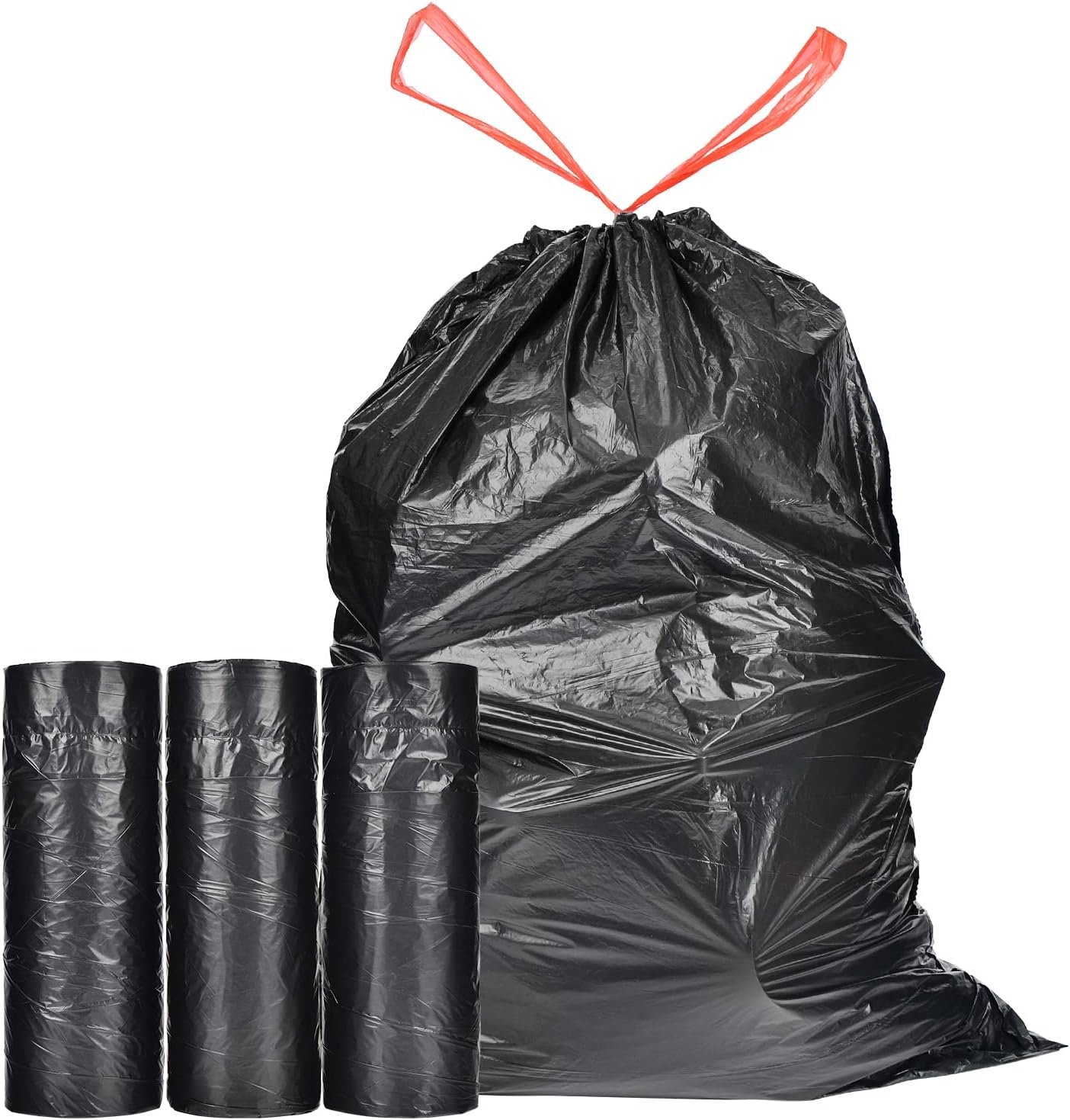 Ultra Strong 15 Gallon Drawstring Trash Bags (102 Count) Large Heavy Duty Thicken Plastic Tall Kitchen Garbage Bags Black for Kitchen Office Lawn Yard