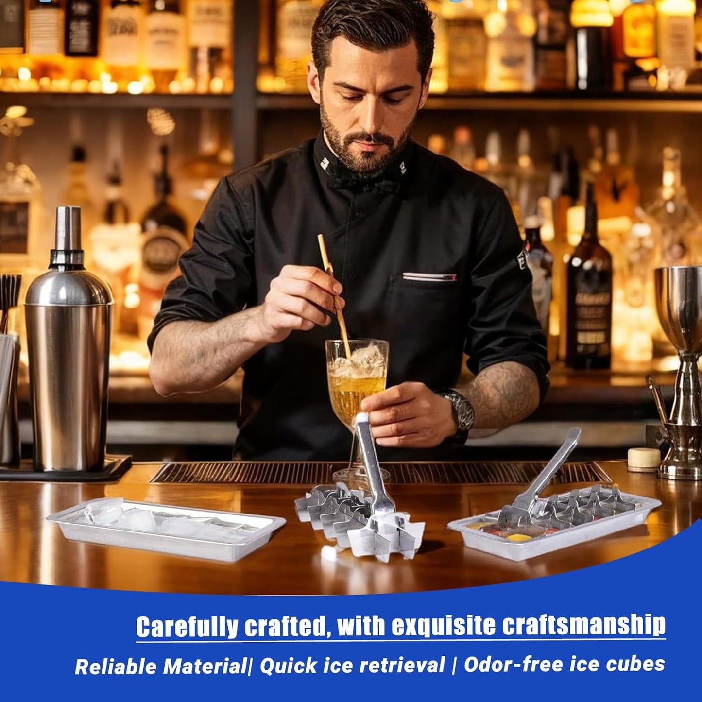 2 Pcak 18-Slot Ice Cube Trays Stainless Steel - Professional Heavy Duty Metal Icecube Mold, Non-Toxic Freezer Tray with Lever Release, Bar & Kitchen Use, Send Goods from Local Warehouse