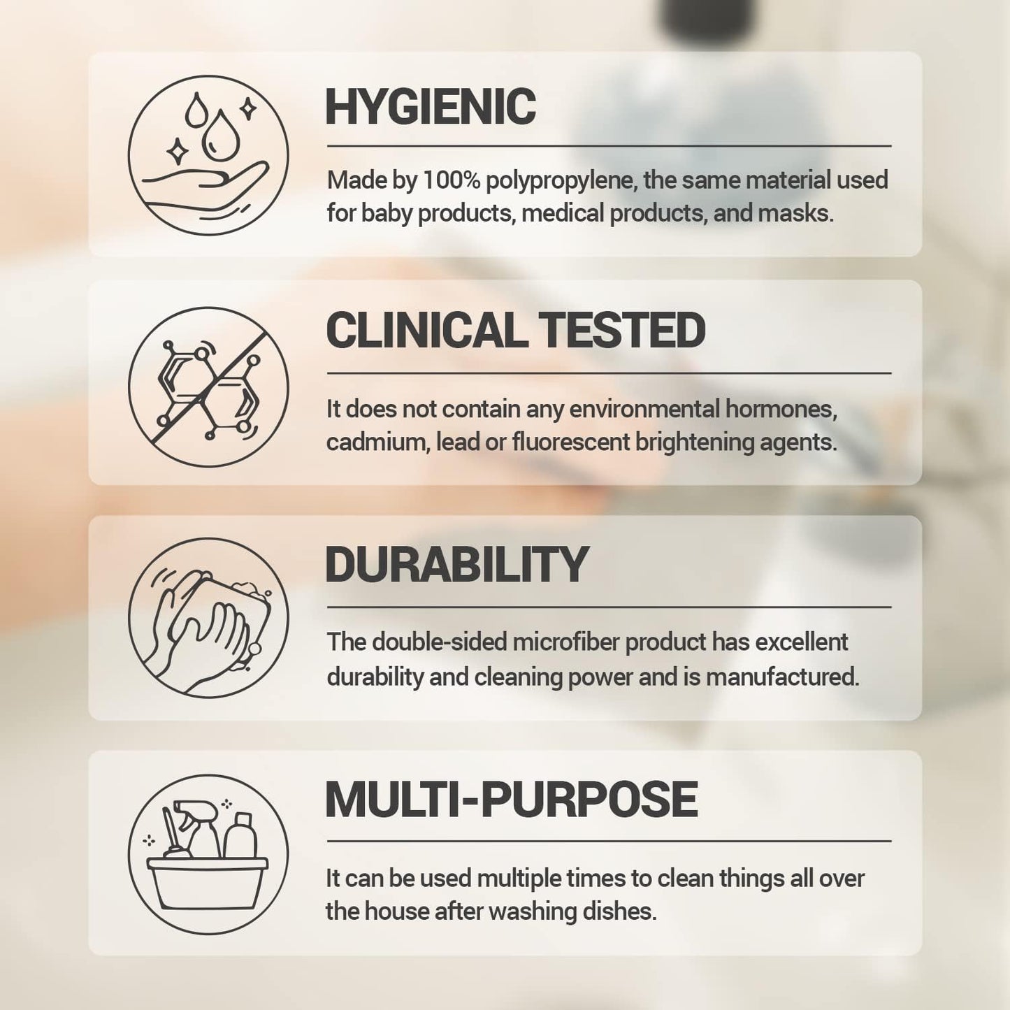 DEARCUS Gray One Day Scrubber - No Odor Dishcloths for Washing Utensils, Cookware, & Cooktop – Multipurpose Lint Free Cleaning Cloths for Kitchen Made of PP - for One Day Use, 2 Pack 120 Sheets