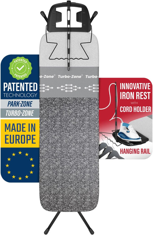 Bartnelli Heavy Duty Ironing Board 48x15 | Designed & Made in Europe with Patent Technology, Turbo