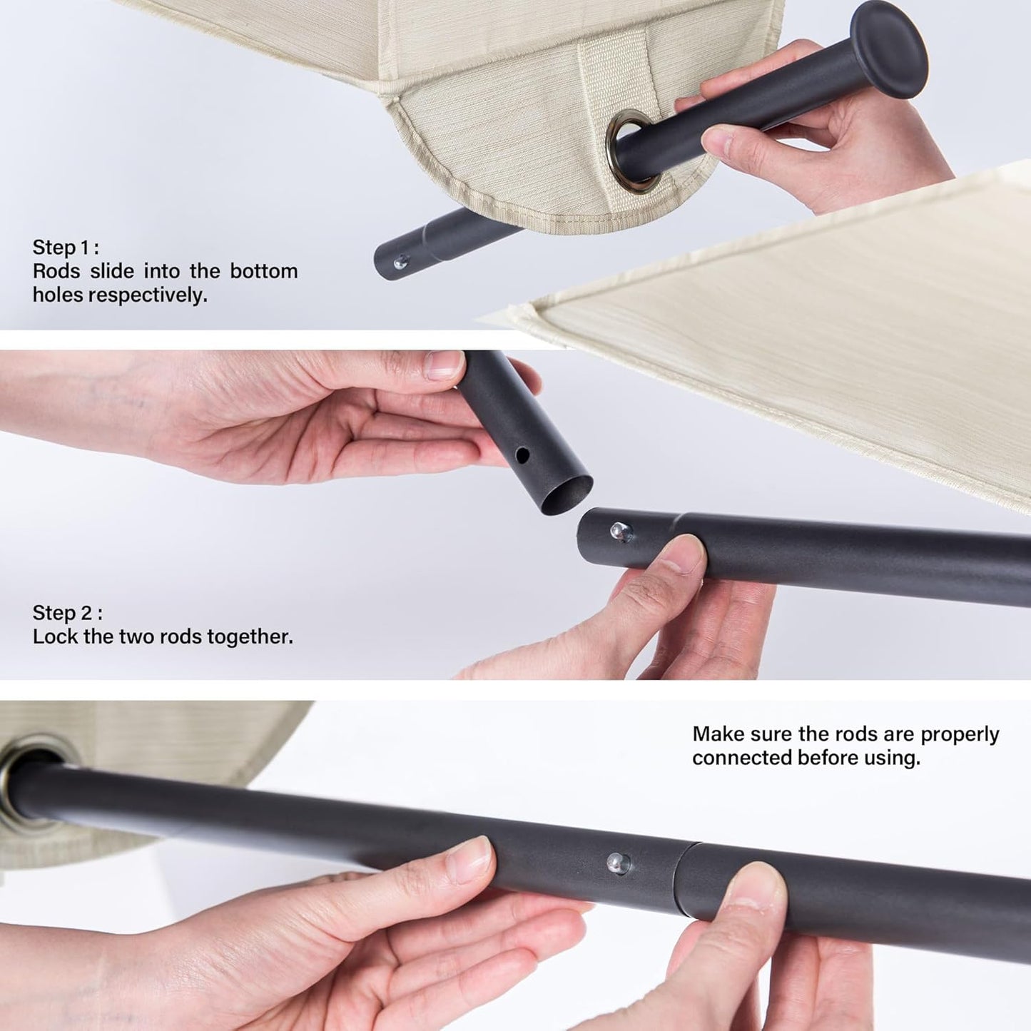 StorageWorks Hanging Closet Organizer with Metal Rod, 4-Section Closet Organizers and Storage, Collapsible Hanging Shelves for Baby Clothes, Shoes, Sweater Storage, Brown and Beige