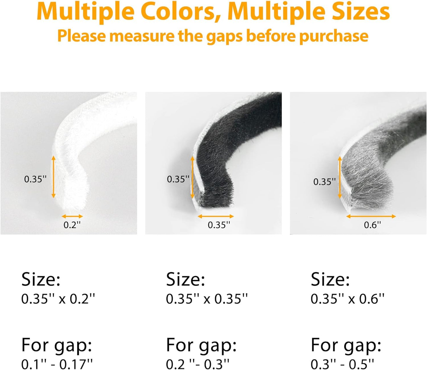 16.5FT Brush Weather Stripping, Neat Pile Self Adhesive Seal Strip for Windows and Door, Brush Weatherstrip for Soundproofing, Windproof, Dustproof, Stronger Stickiness,0.35'' Wide x 0.2'' Thick,Grey