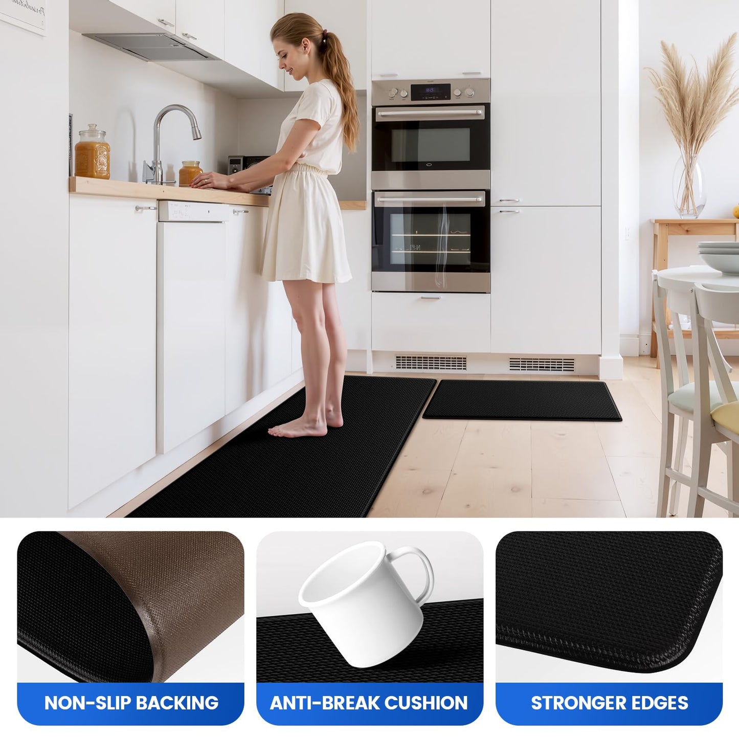 KitchenClouds Kitchen Mats for Floor,3PCS Cushioned Soft Kitchen Rugs