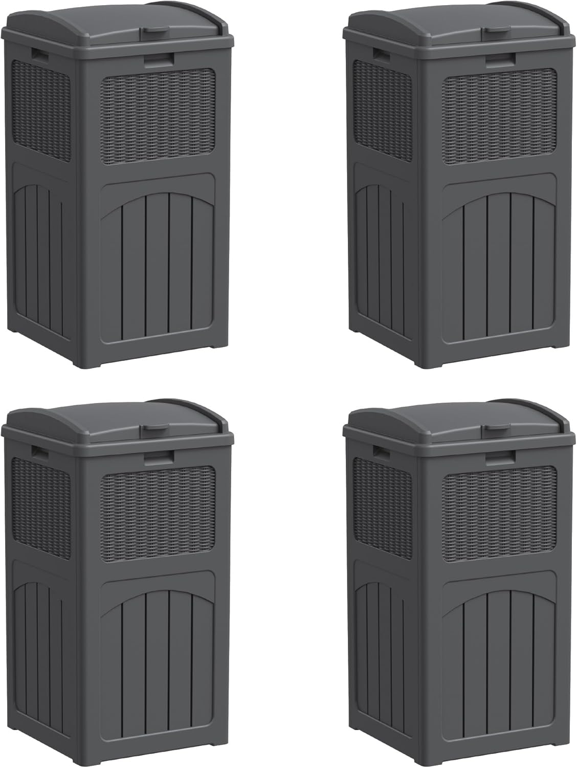 YESHOMY 4 Pack Outdoor Trash Can with Lid, Garbage Bins for Garden, Porch, Home and Kitchen, Gray