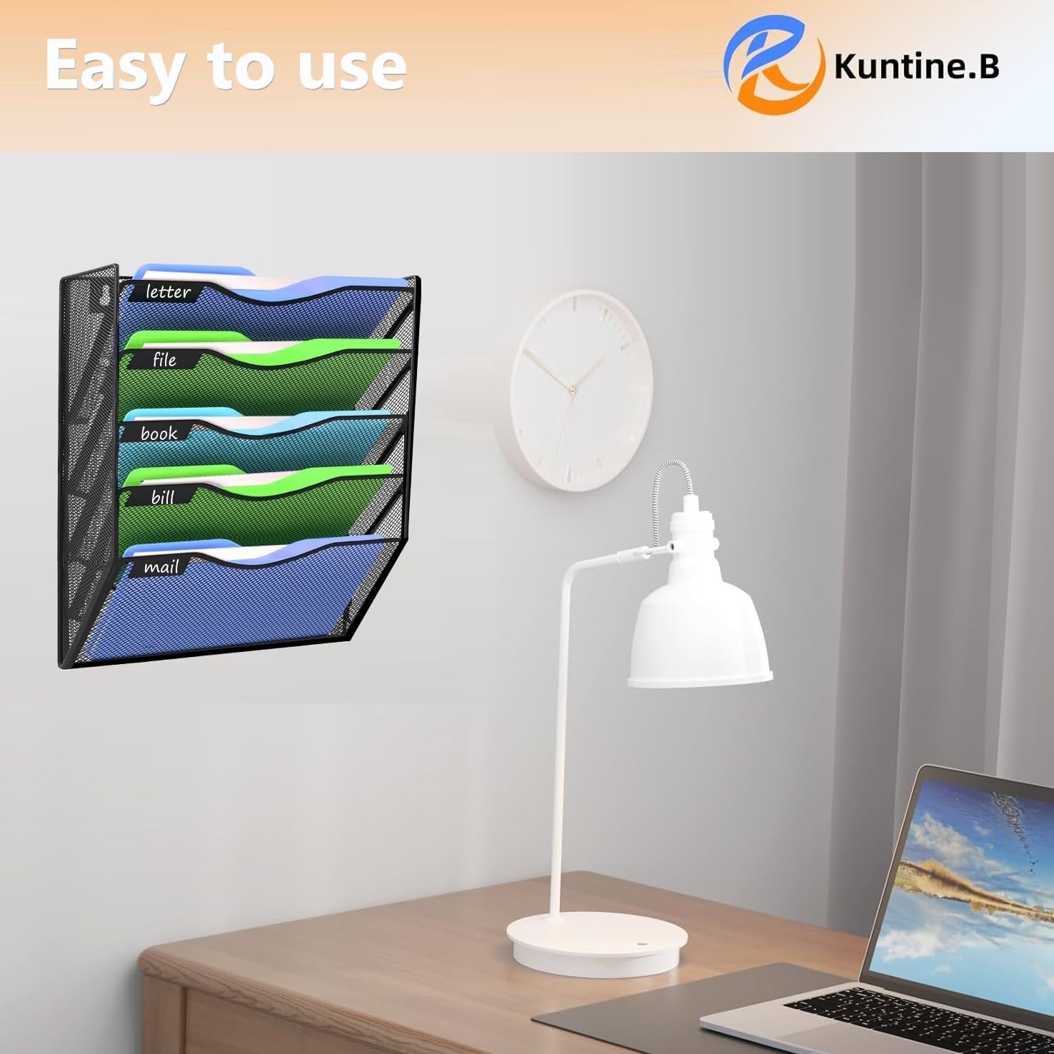 Kuntine.B Wall File Organizer Office Hanging Magazine Holder Wall File Organizer for Office Home