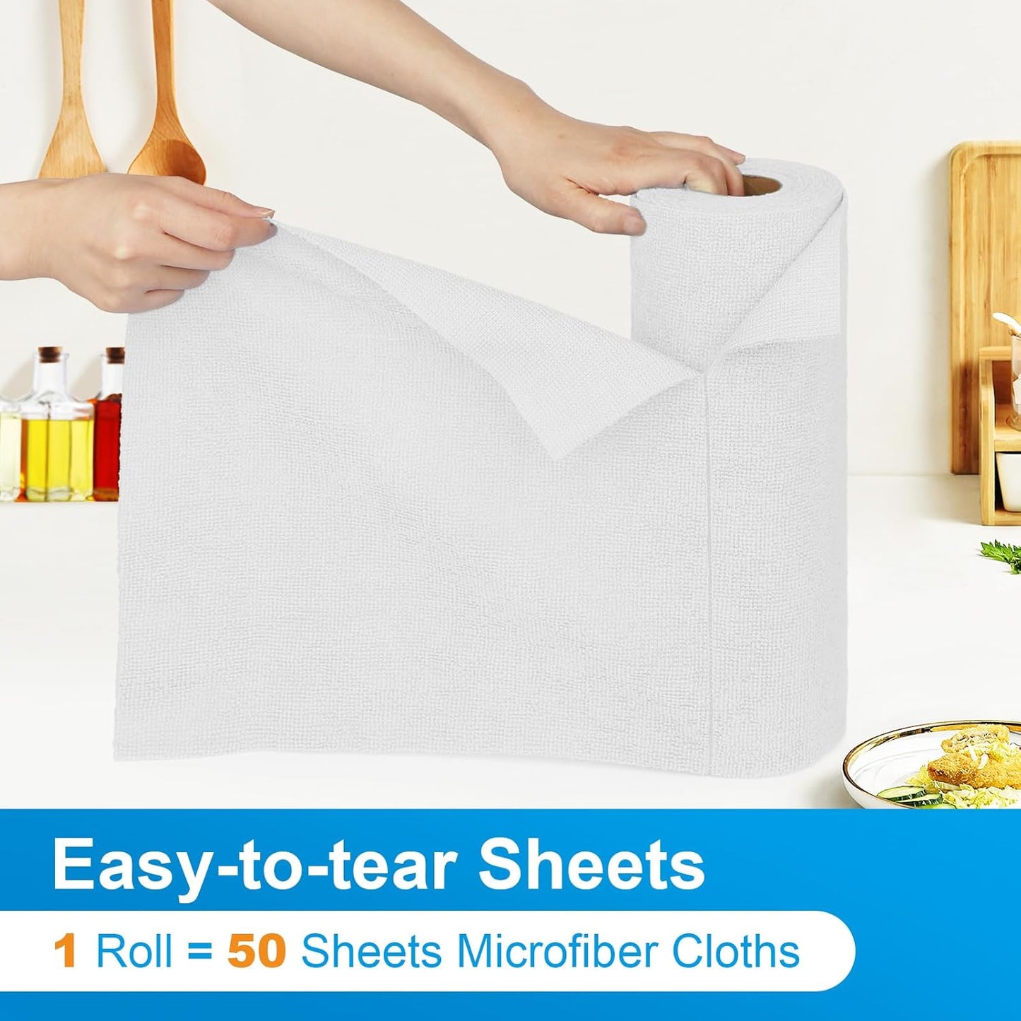 Microfiber Cleaning Cloth, 50 Sheets Shop Towels Commercial Grade Washcloths Lint-Free Clean Rags Bulk Towels for Cars Mechanic Restaurant Garage Housekeeping, 11.5"x 11.5", White
