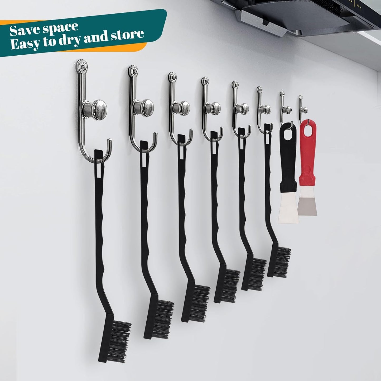 48 Pcs Mini Nylon Brush Set, Nylon Scratch Brush with Curved Handle, Cleaning Weld Slag and Rust