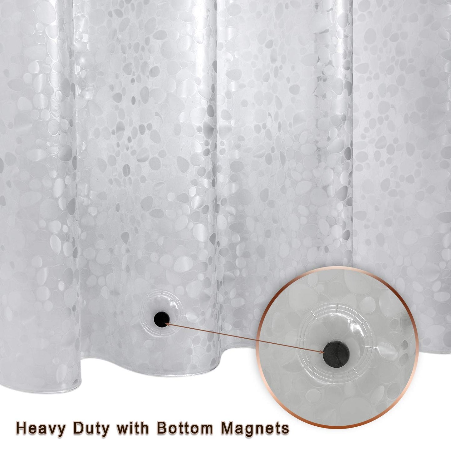 Bostofy Waterproof Shower Curtain Liner 8G EVA Thick Shower Curtain with Heavy Duty 3 Bottom