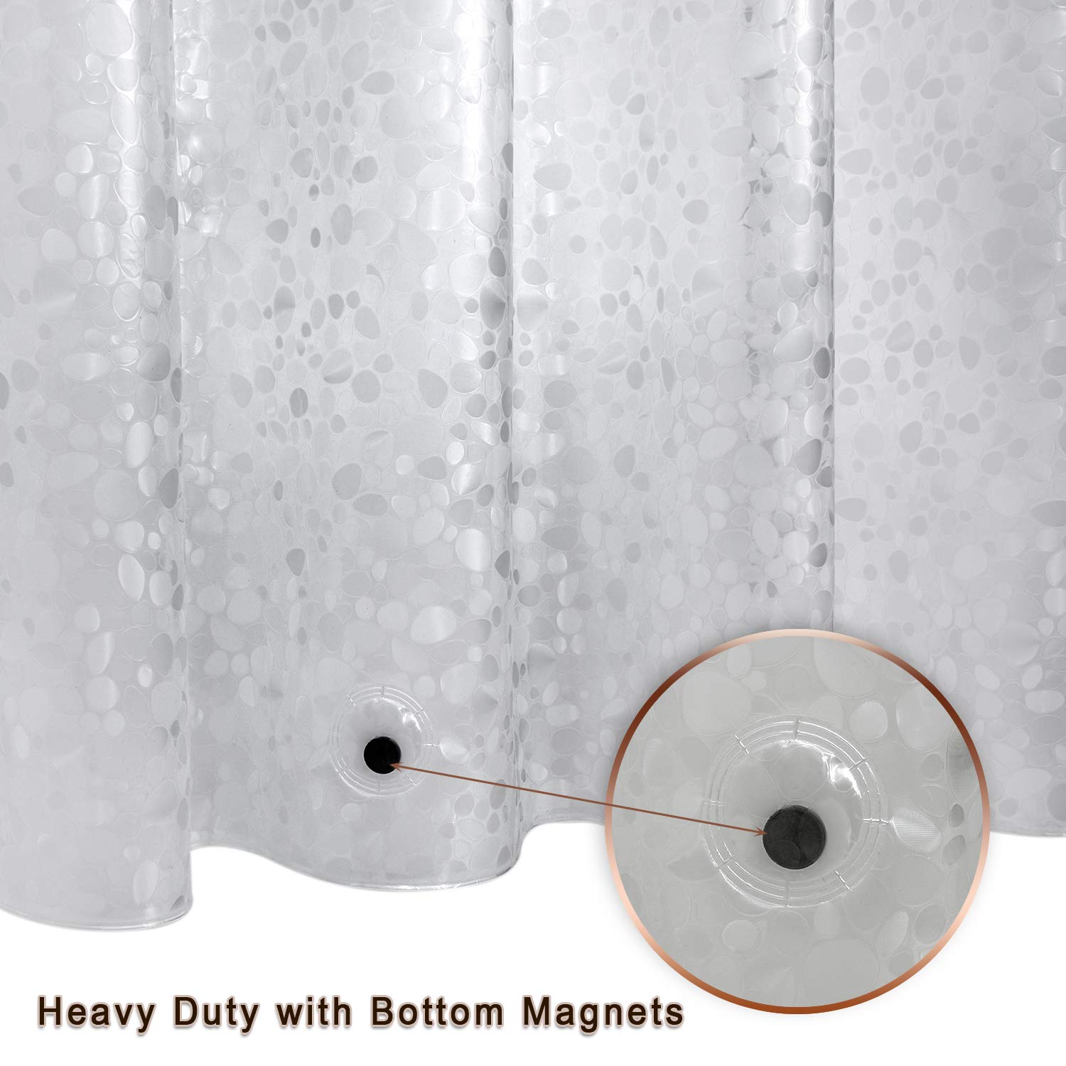 Bostofy Waterproof Shower Curtain Liner 8G EVA Thick Shower Curtain with Heavy Duty 3 Bottom
