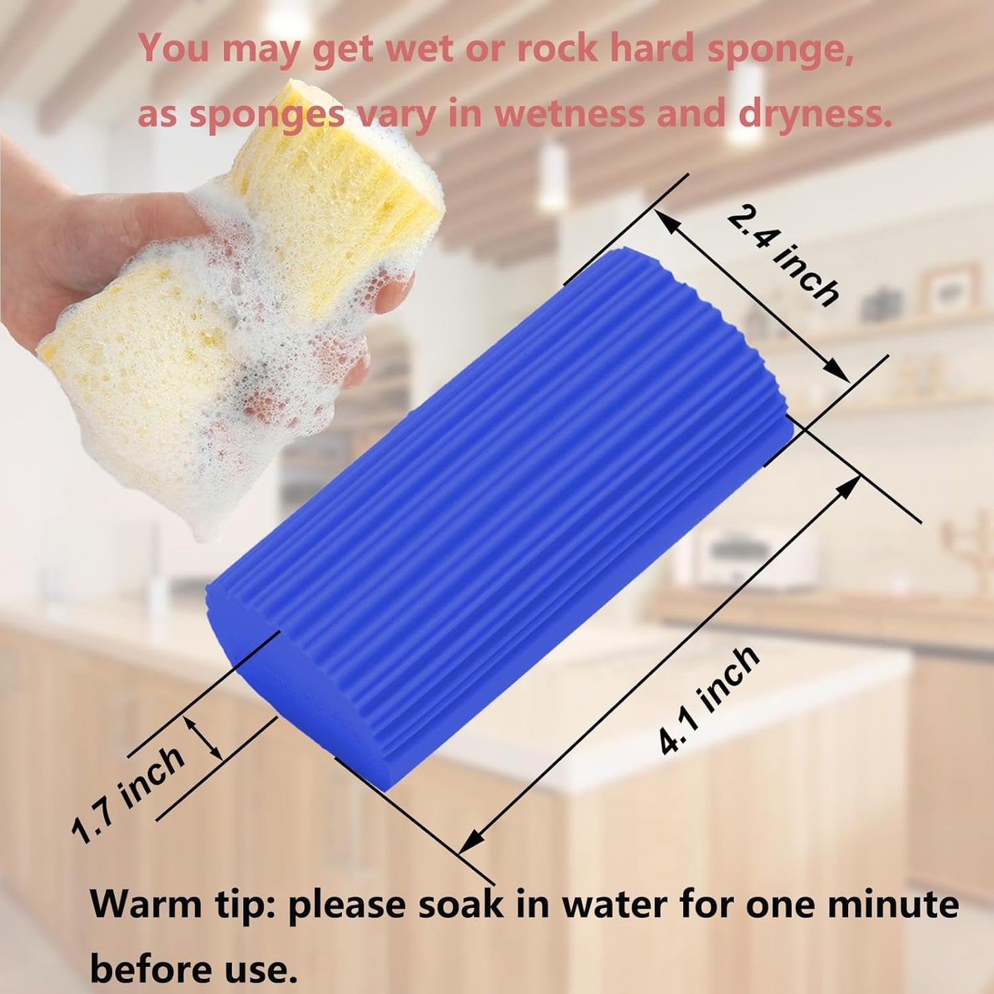 6-Pack Damp Clean Duster Sponge,Magic Sponge Eraser for Housekeeping,Reusable Cleaning Sponge for Blinds,Vents,Mirrors,Glass, Baseboards,Window Track Grooves and Railings(Blue)