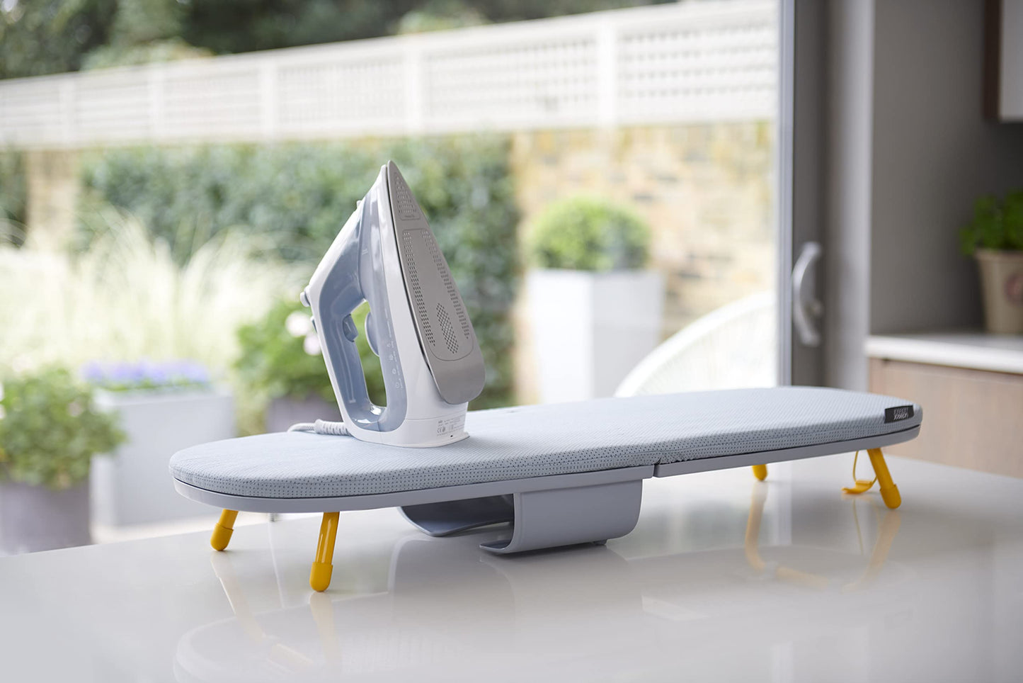 Joseph Joseph Pocket Max Portable Folding Tabletop Ironing Board, 35" Surface, Integrated Iron