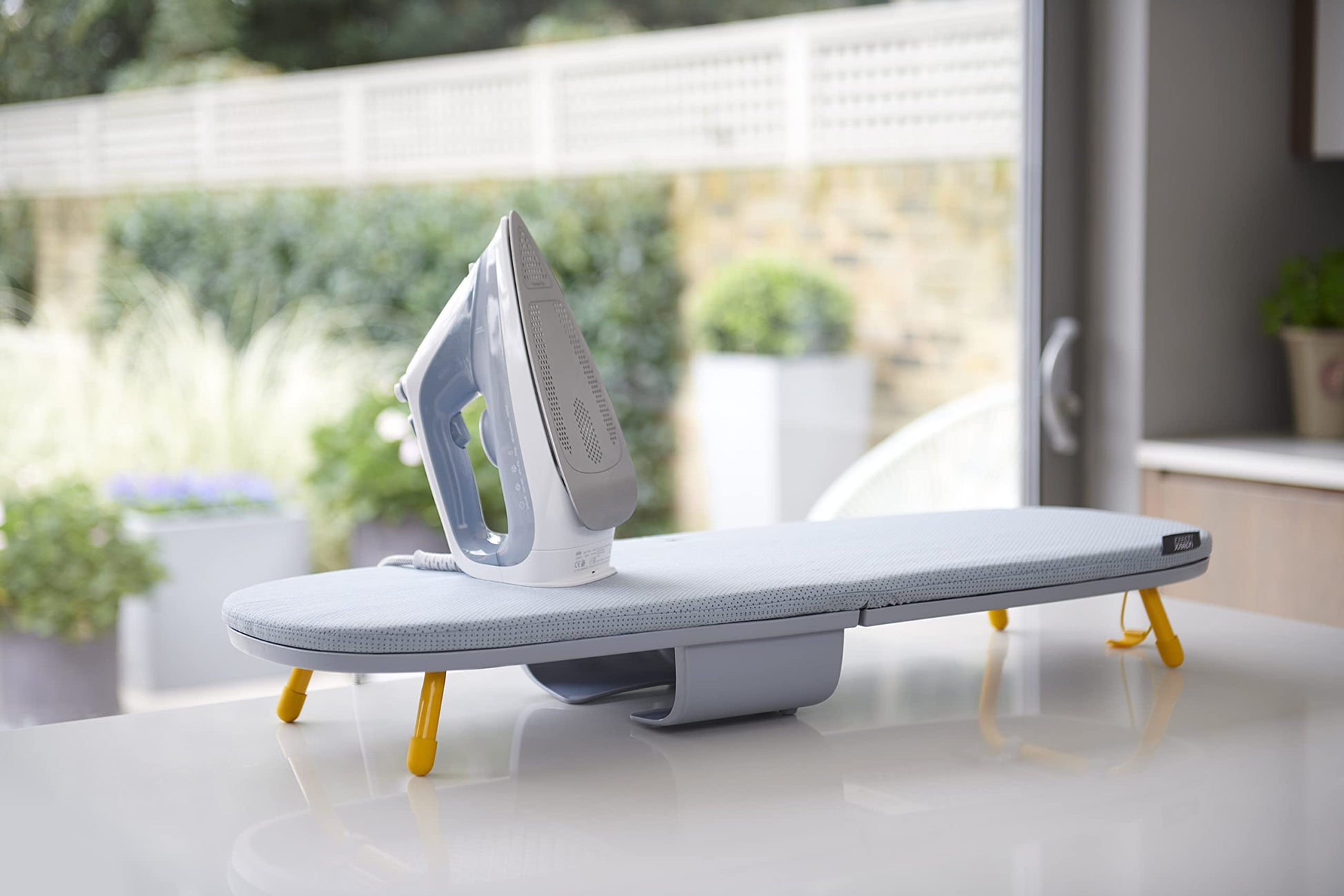 Joseph Joseph Pocket Max Portable Folding Tabletop Ironing Board, 35" Surface, Integrated Iron
