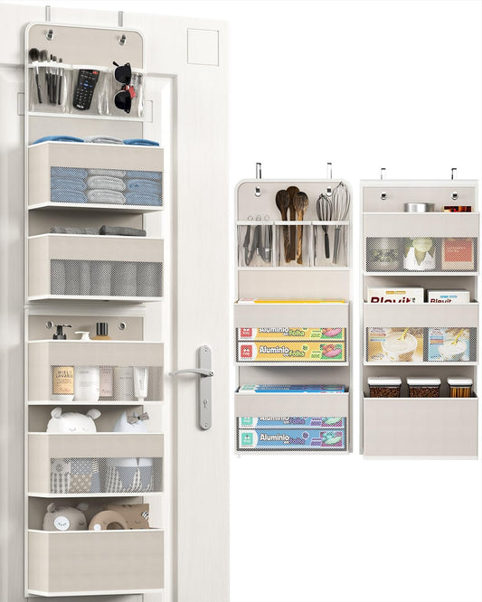 Closet Organizers and Storage, Over The Door Organizer, 6 Shelf Camper Storage, Behind The Door Storage Organizer, Wall Mount Back of Door Hanging Organizers-Beige
