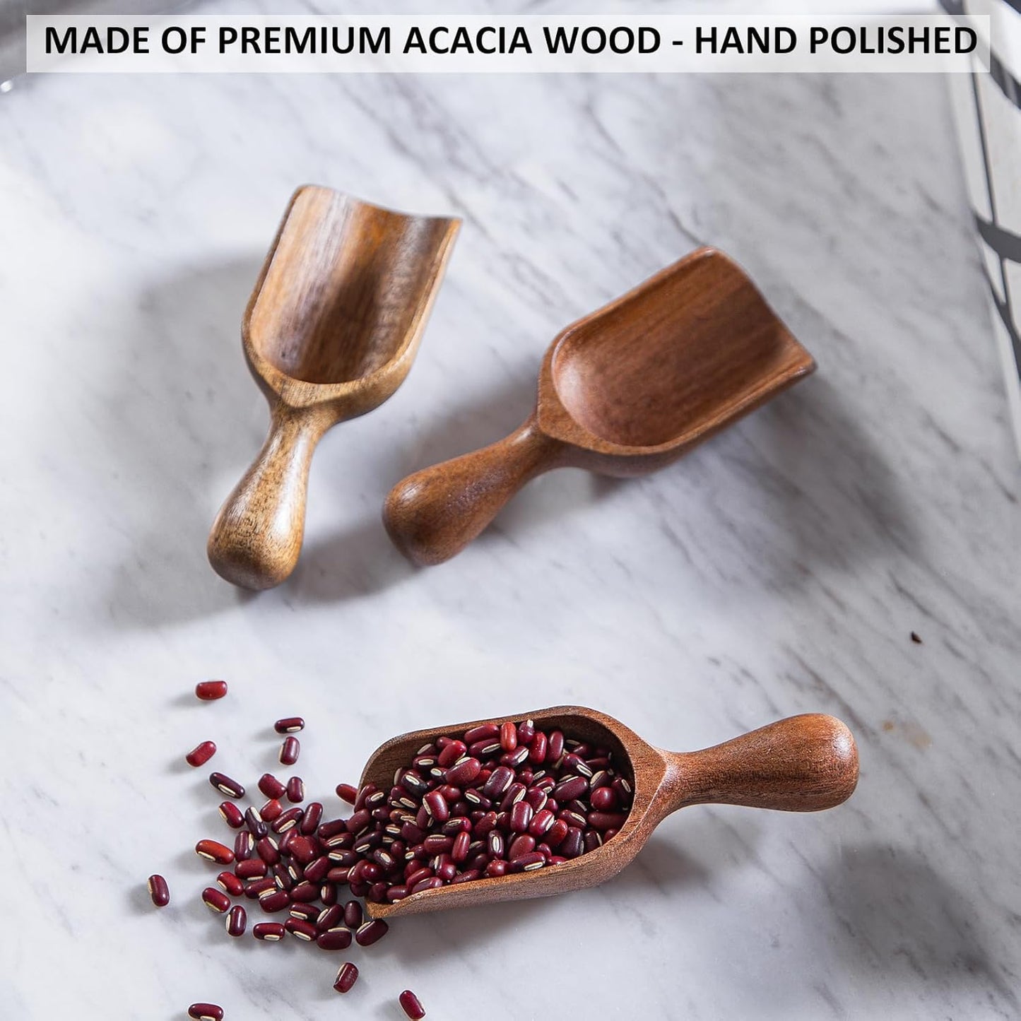 Wooden Scoops for Canisters 4PCS Acacia Wooden Scoop for Jars Mini Measuring Spoons for Ground Coffee Scoops Wood Scoops for Seasoning Bath Salt Laundry Detergent Shovel Measuring-Multipurpose