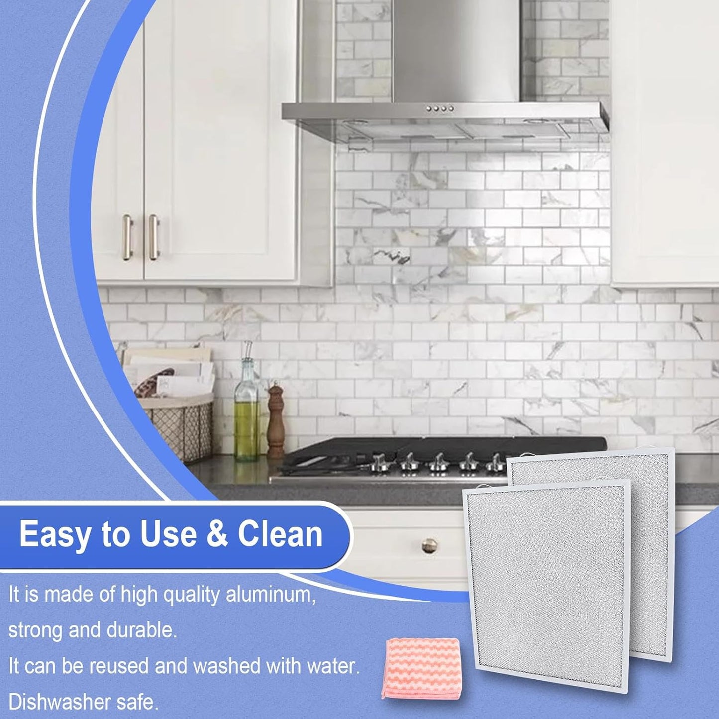 S99010430-002 Range Hood Filter 15-3/4" x 13-7/8" x 3/8", 2 Pack Aluminum Mesh Grease Range Hood Filter Compatible with Broan Nutone Kitchen Exhaust Fan Filters 4512880 99010430-002