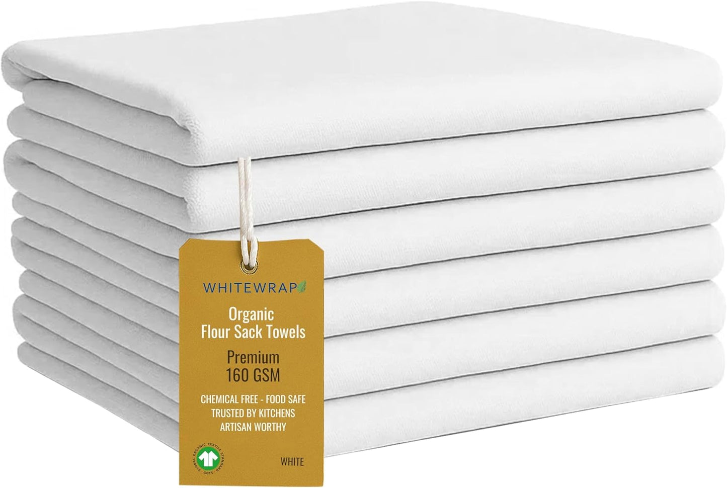 Flour Sack Towels| Tea Towel for Crafts| Kitchen Dish Cotton Blank Towel for Embroidery|Baking Bread Proofing Linen Cover| Thick Absorbent Quick Dry| 6 Pack 28"x28" White