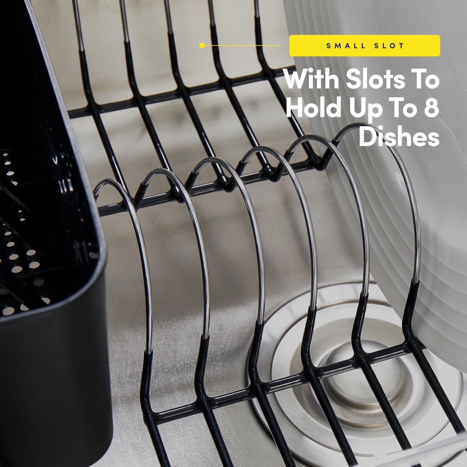Sweet Home Collection 2 Piece Dish Drying Rack Set Drainer with Utensil Holder Simple Easy to Use