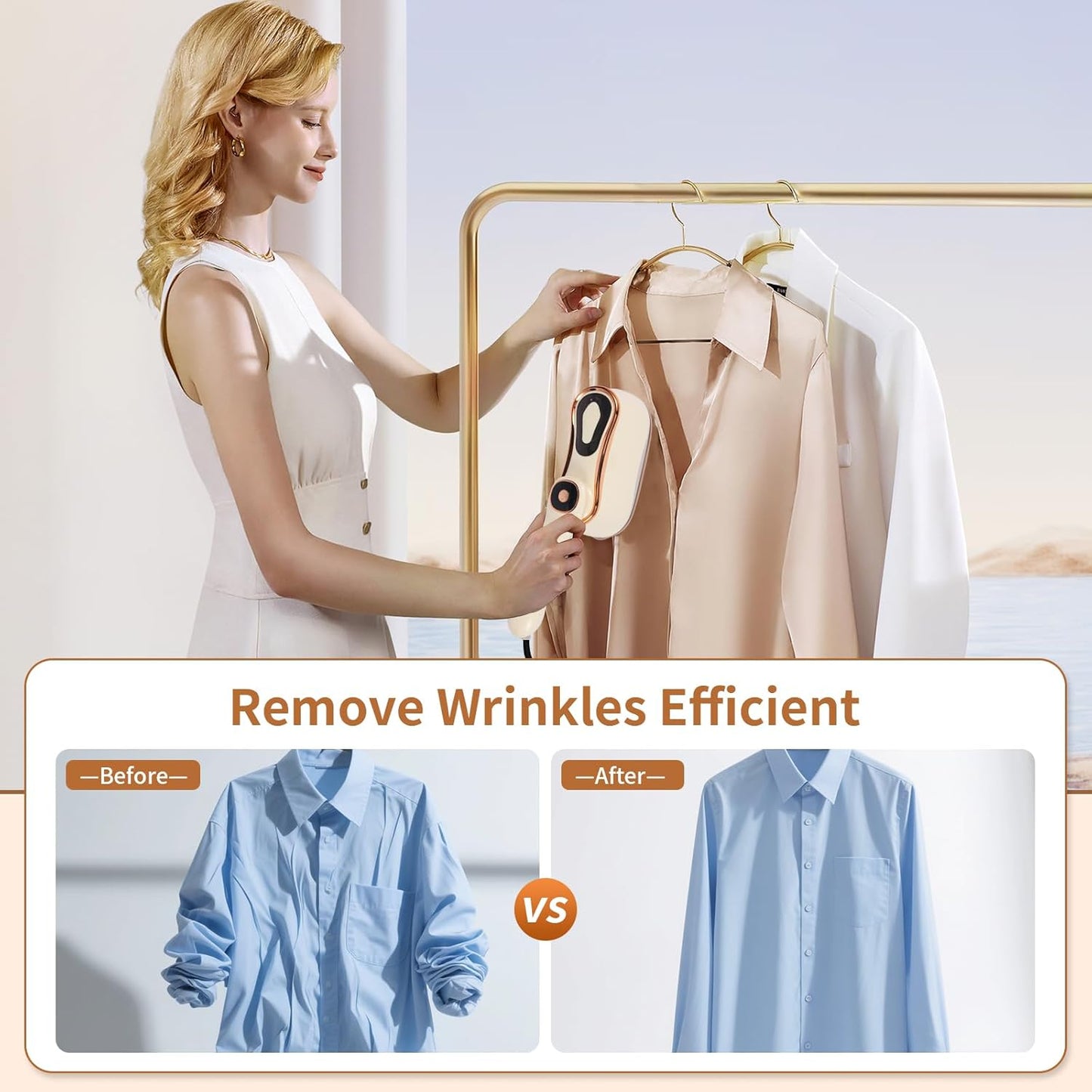 Portable Steam Iron for Clothes for Travel & Home, Handheld Garment Steamer & Iron 2 in 1 Wrinkle Remover, Travel Size with 4 Modes, LCD, Ceramic Soleplate,218mL,15-Second Heat, 110V-120V