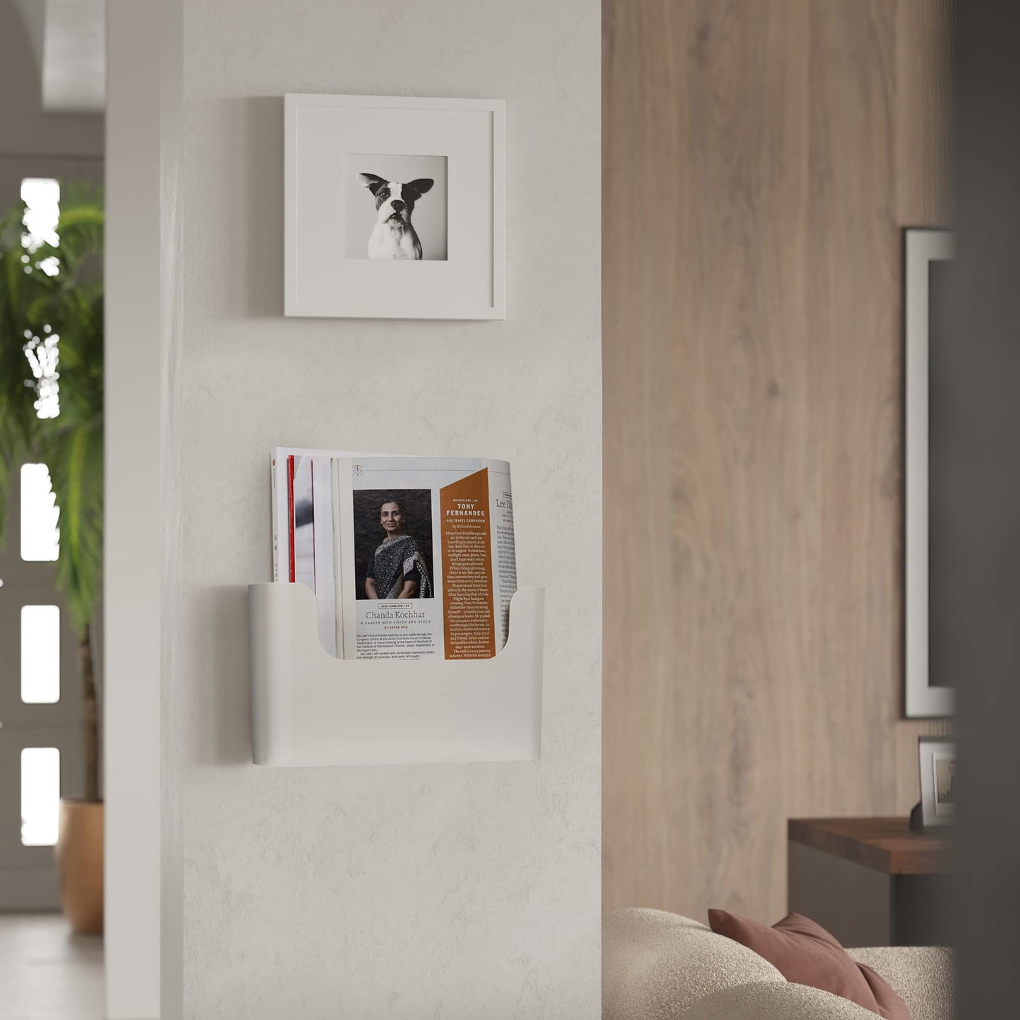 YOHOM No Drilling File Holder Wall Mails Magazines Organizer Adhesive Door Mount, Single