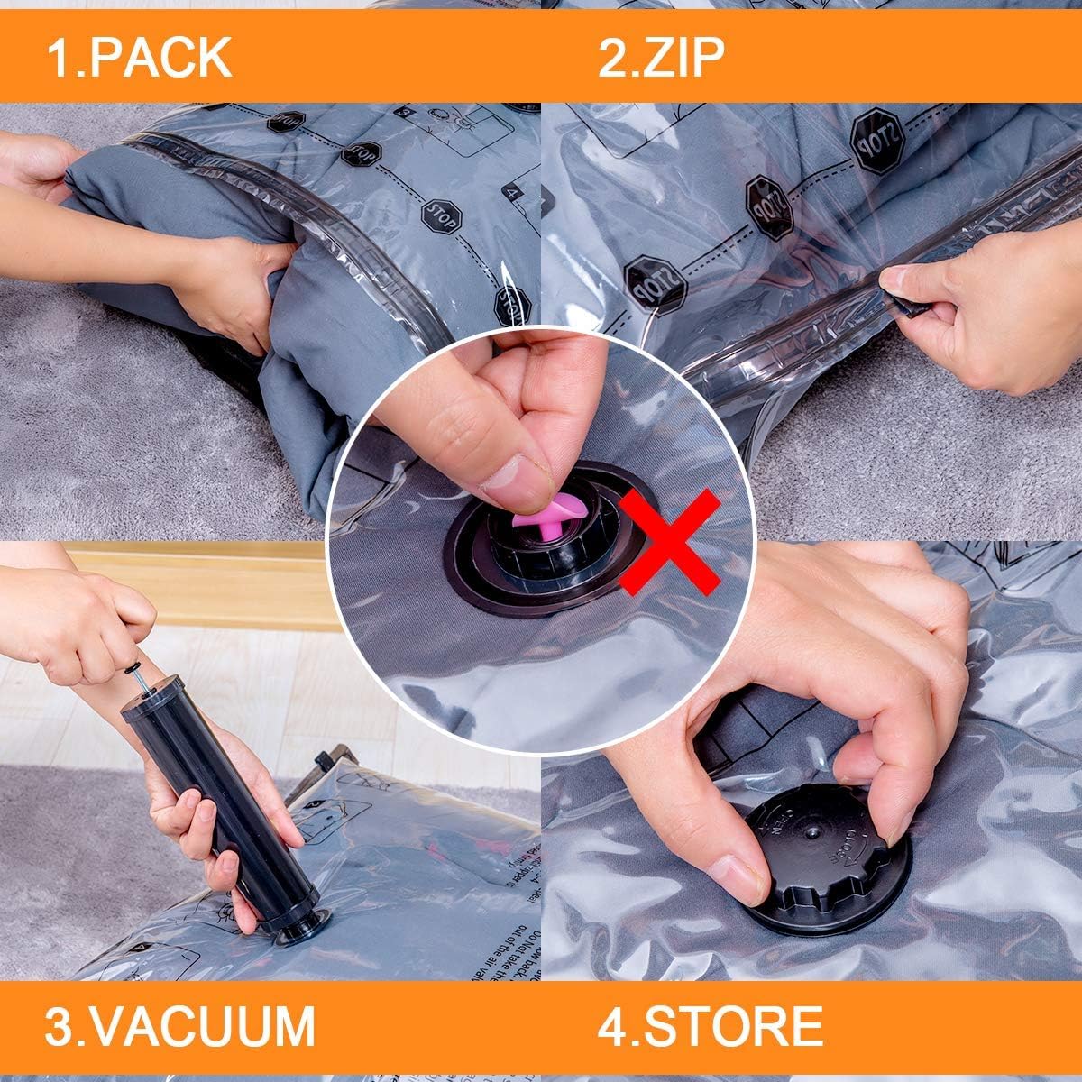 GONGSHI Vacuum Storage Bags, Space Saver Seal Bags For Clothing, Travel Luggage,Blankets