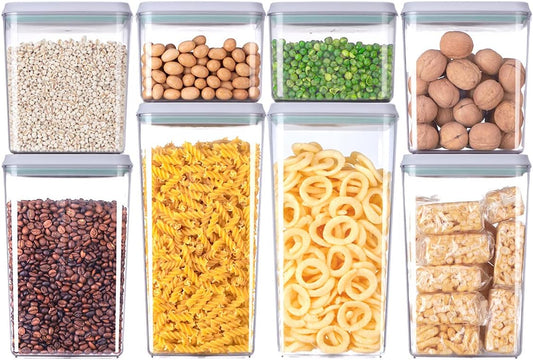 8-Piece Set of Pop Airtight Food Storage Containers with Lids Stackable Containers for Kitchen