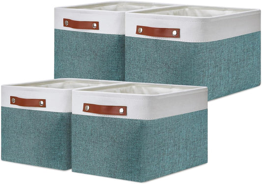 DULLEMELO Storage Baskets for Shelves, Fabric Collapsible Rectangular Storage Bins for Shelves