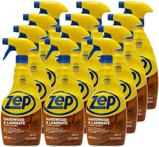 Zep Hardwood and Laminate Floor Cleaner - 32 oz (Case of 12) - ZUHLF32 - Removes Spots, Stains and Scuffs. Cleans and Restores Shine
