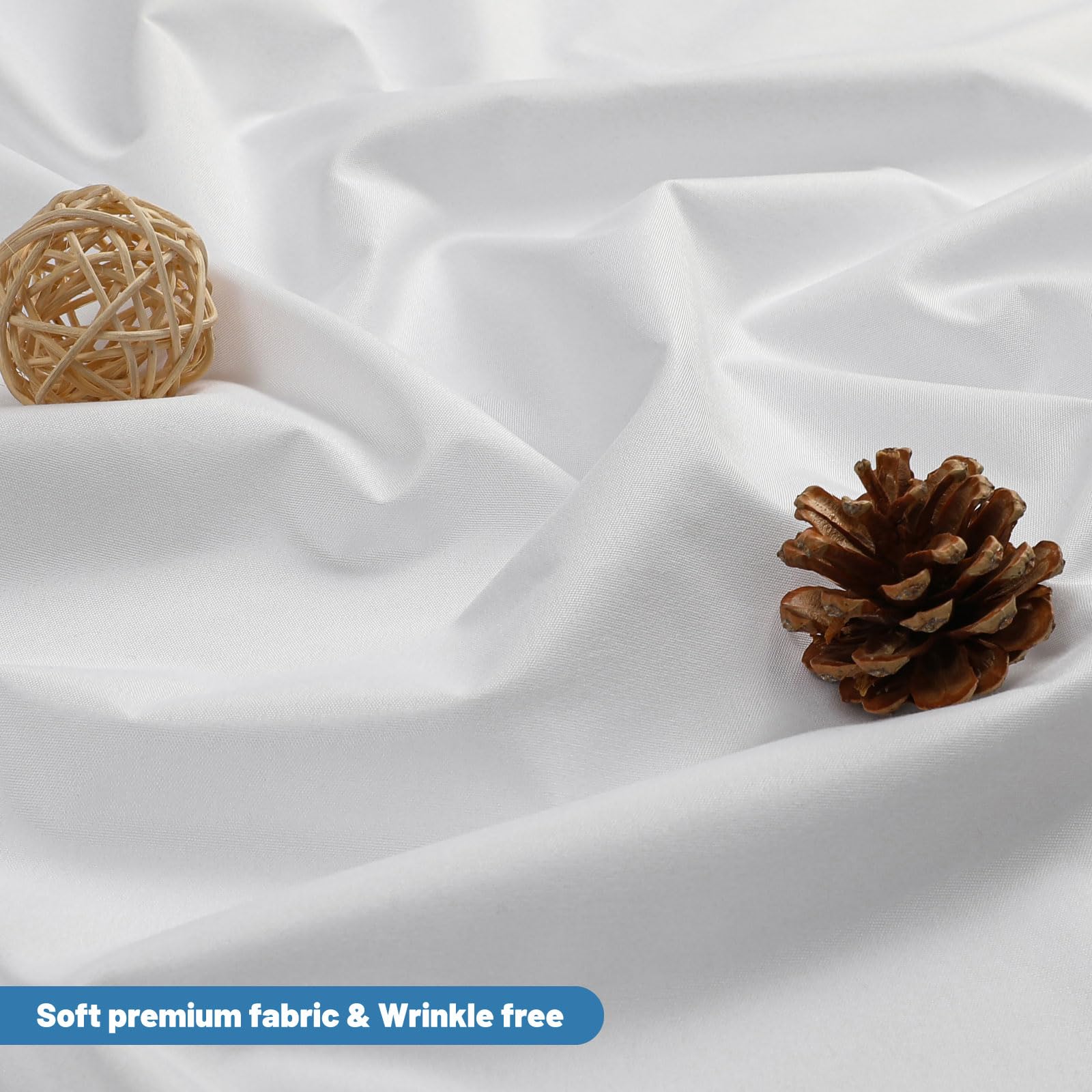 THAIGEE 1 Pack Water-Repellent Fabric Shower Curtain Liner, 72x72 White