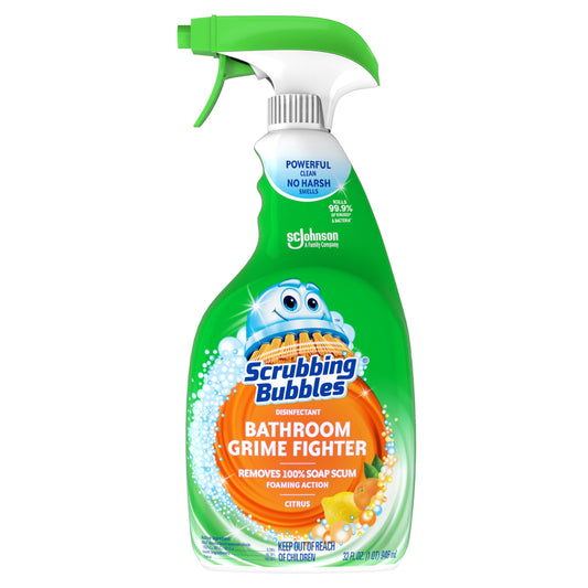 Scrubbing Bubbles Bathroom and Shower Cleaner Disinfectant Spray, Bathroom Grime Fighter, Citrus