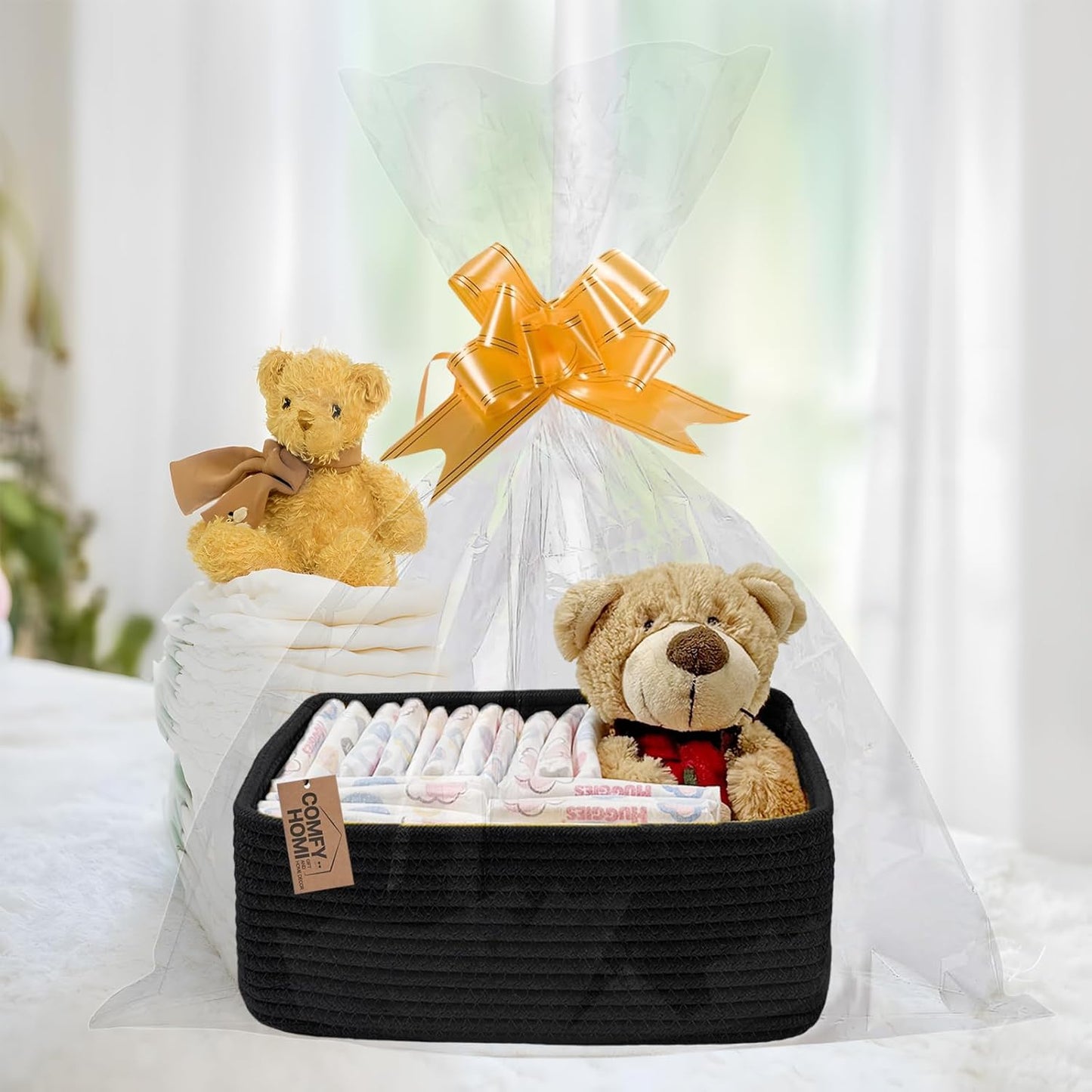 COMFY-HOMI 11.5"x7.5"x4.7" Storage Baskets for Organizing | Cotton Rope Woven Basket | Toy Storage Bin Box | Basket for Shelves, Closet Organizer Bin, Decorative Closet Shelf, 3 Pack, All Black