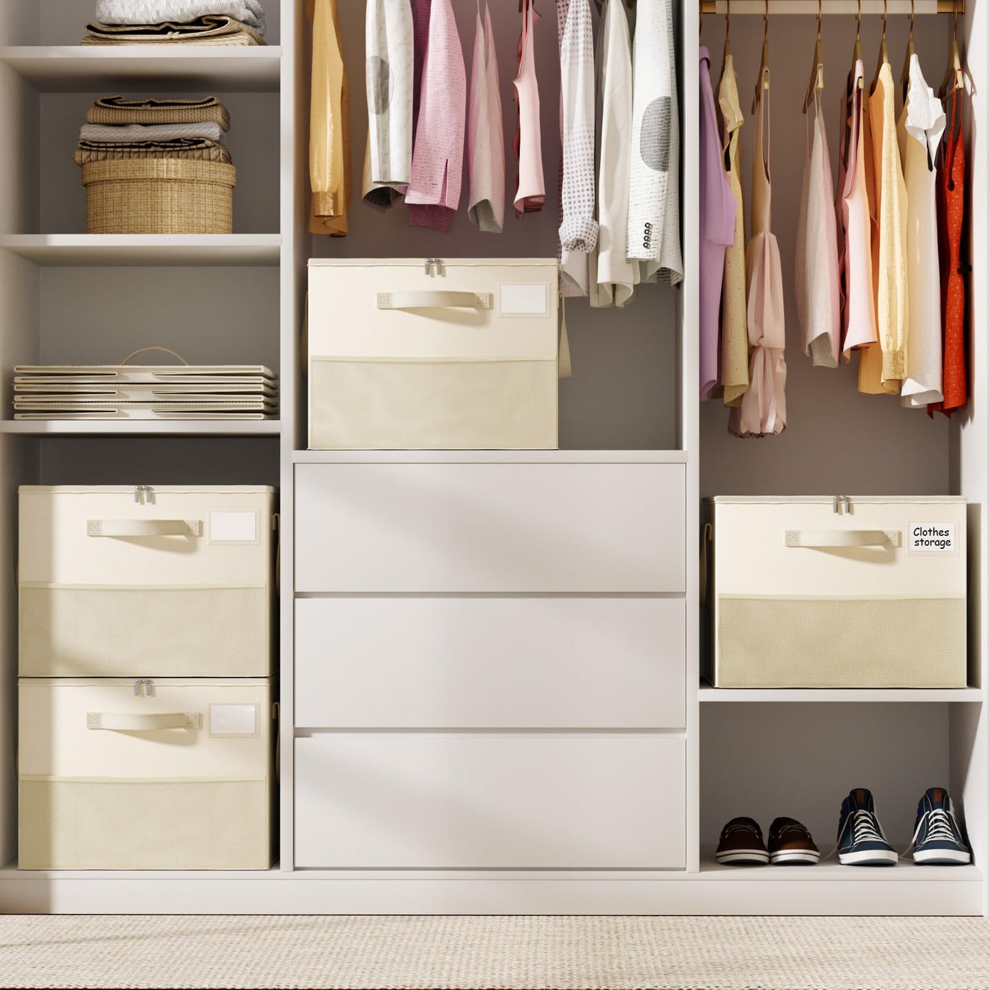 Plus Size 2 Pack Shoe Organizer for Closet, Foldable Shoe Storage Box