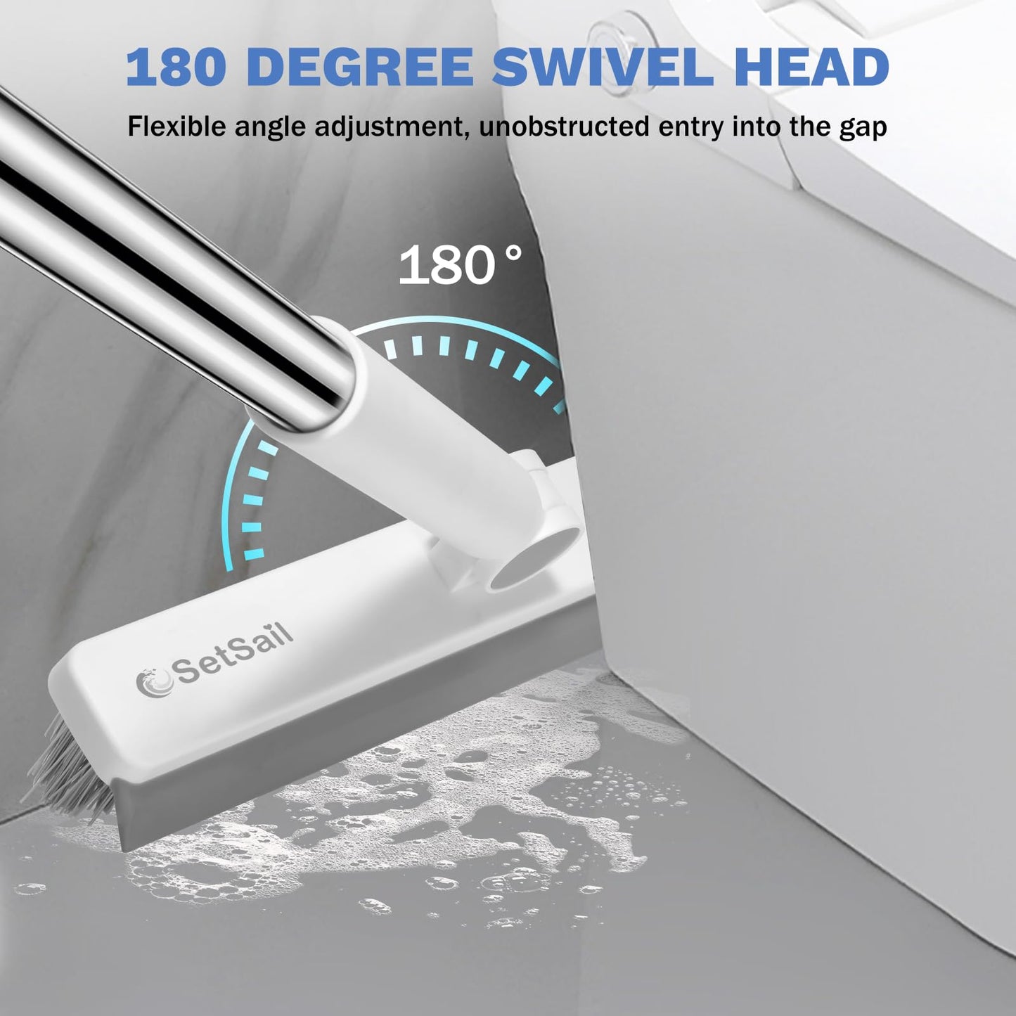 SetSail Grout Cleaner Brush with Long Handle, V-Shaped Floor Scrub Brush