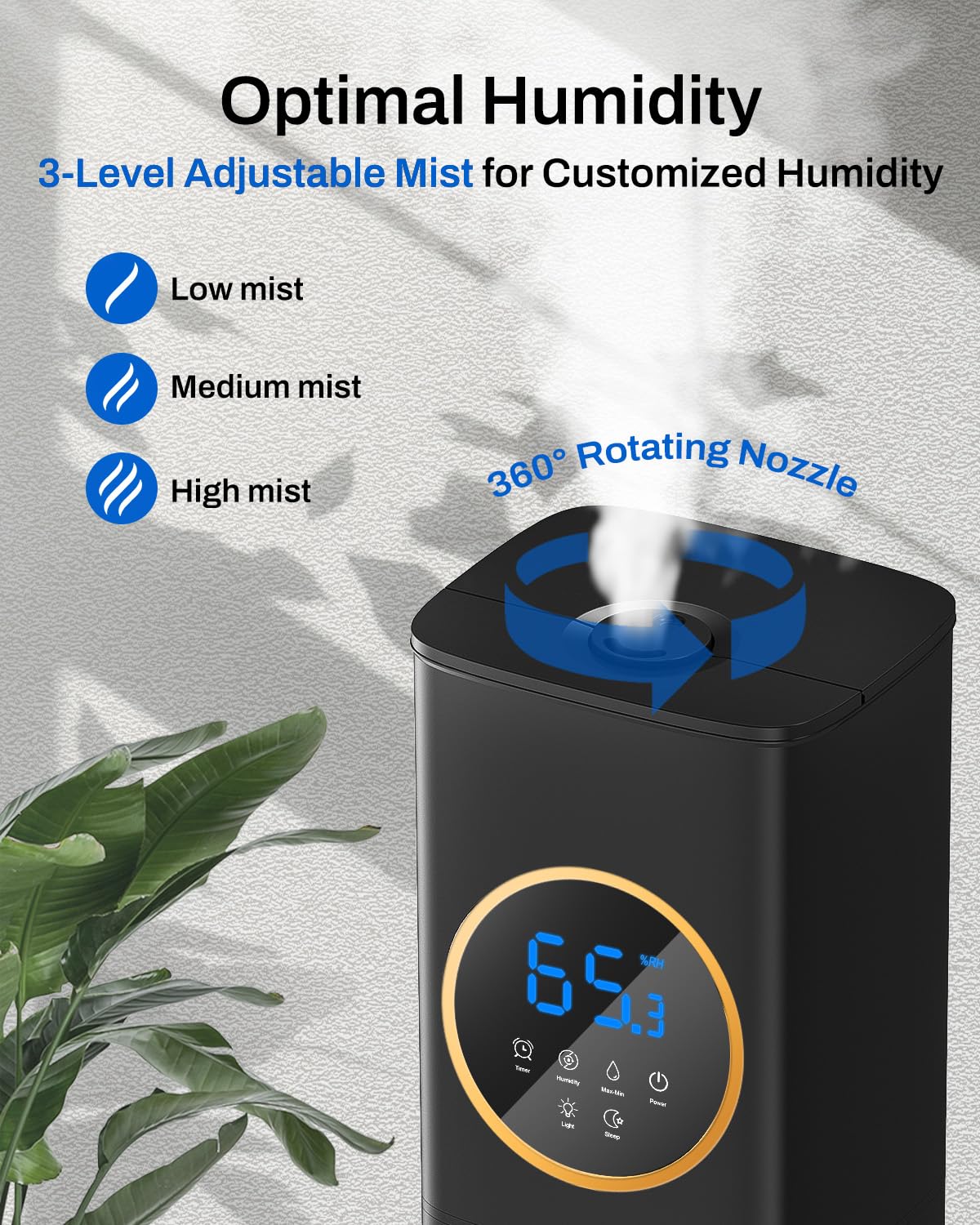 Humidifier Large Room Bedroom with Night Light, 2.1Gal(8L) Humidifiers for Home with Essential Oil