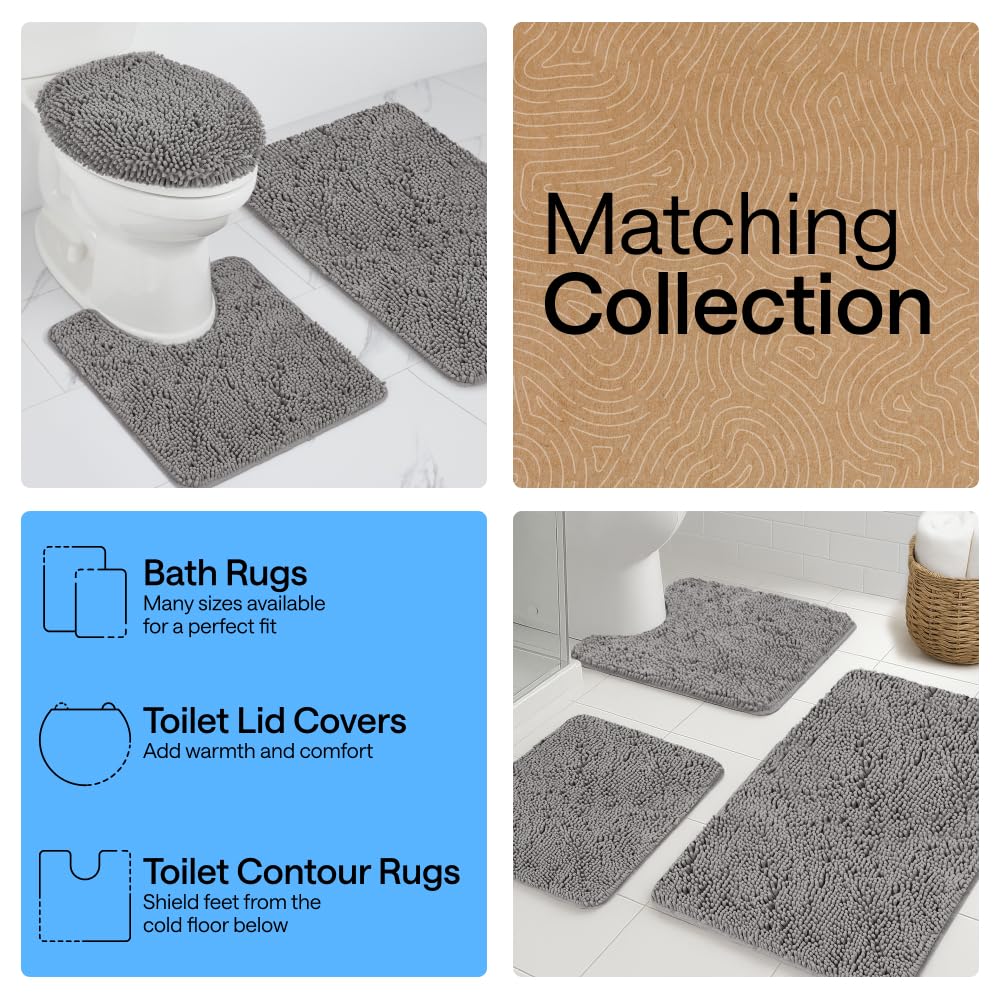 GORILLA GRIP Bath Rug Mat, Thick Soft Absorbent Chenille, Quick Dry Microfiber Mats, Rubber