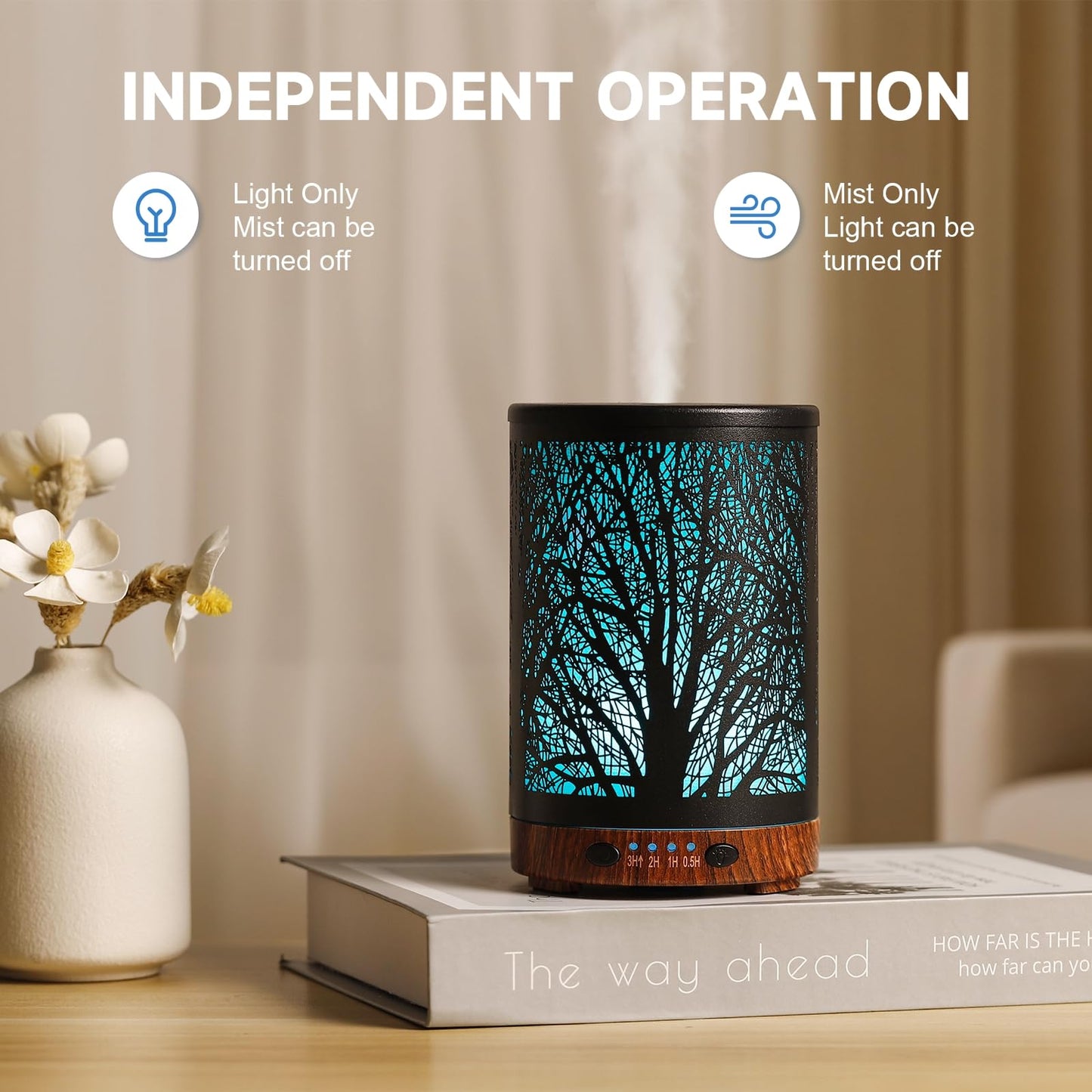JOYOLO Essential Oil Diffuser 120ML Metal Aromatherapy Diffuser with Timer, Cool Mist Humidifier