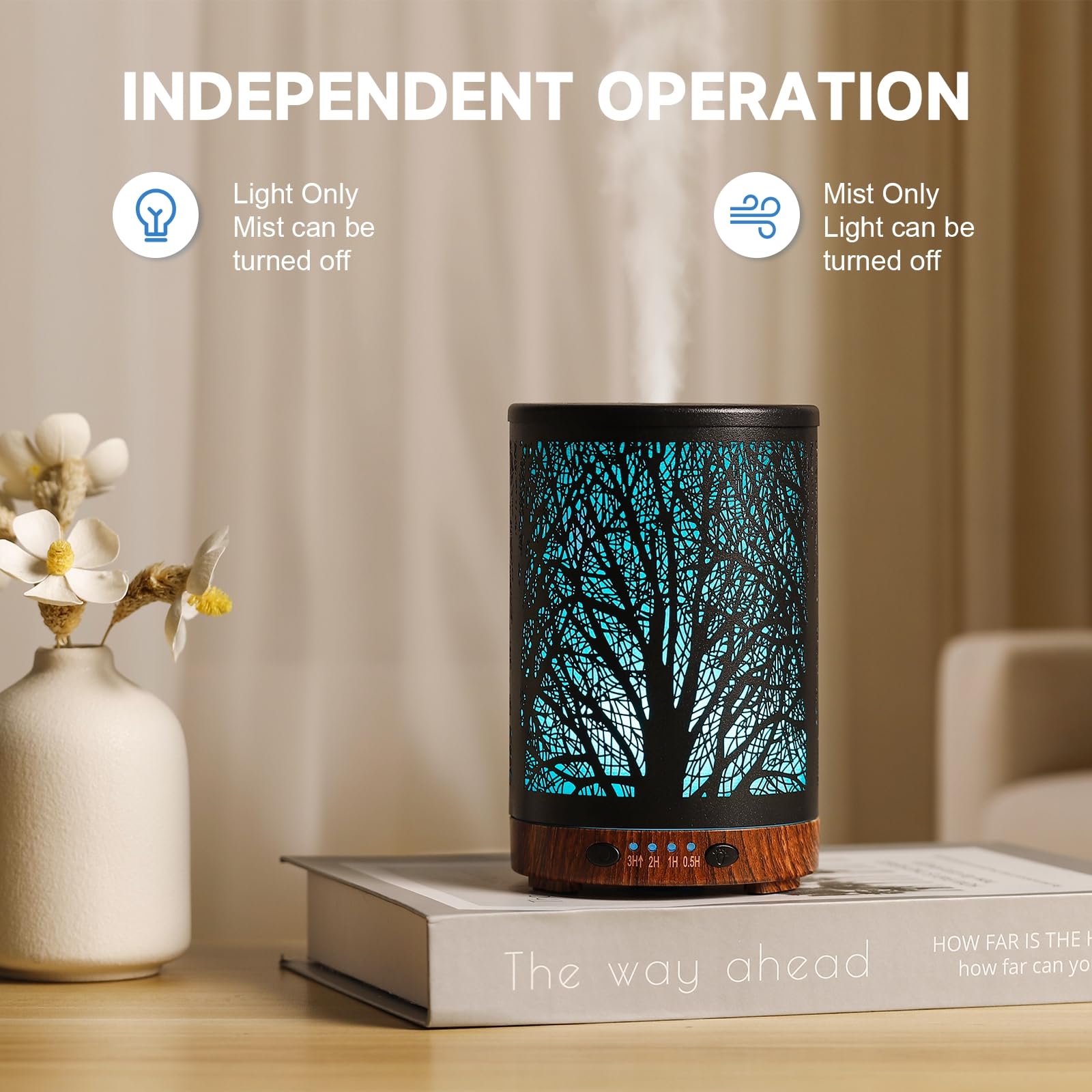 JOYOLO Essential Oil Diffuser 120ML Metal Aromatherapy Diffuser with Timer, Cool Mist Humidifier