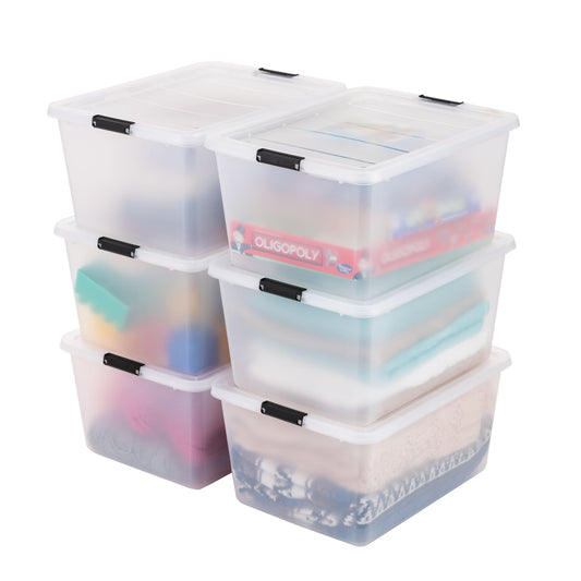 IRIS USA 6-Pack 32 Quart Clip Box with Latching Lid