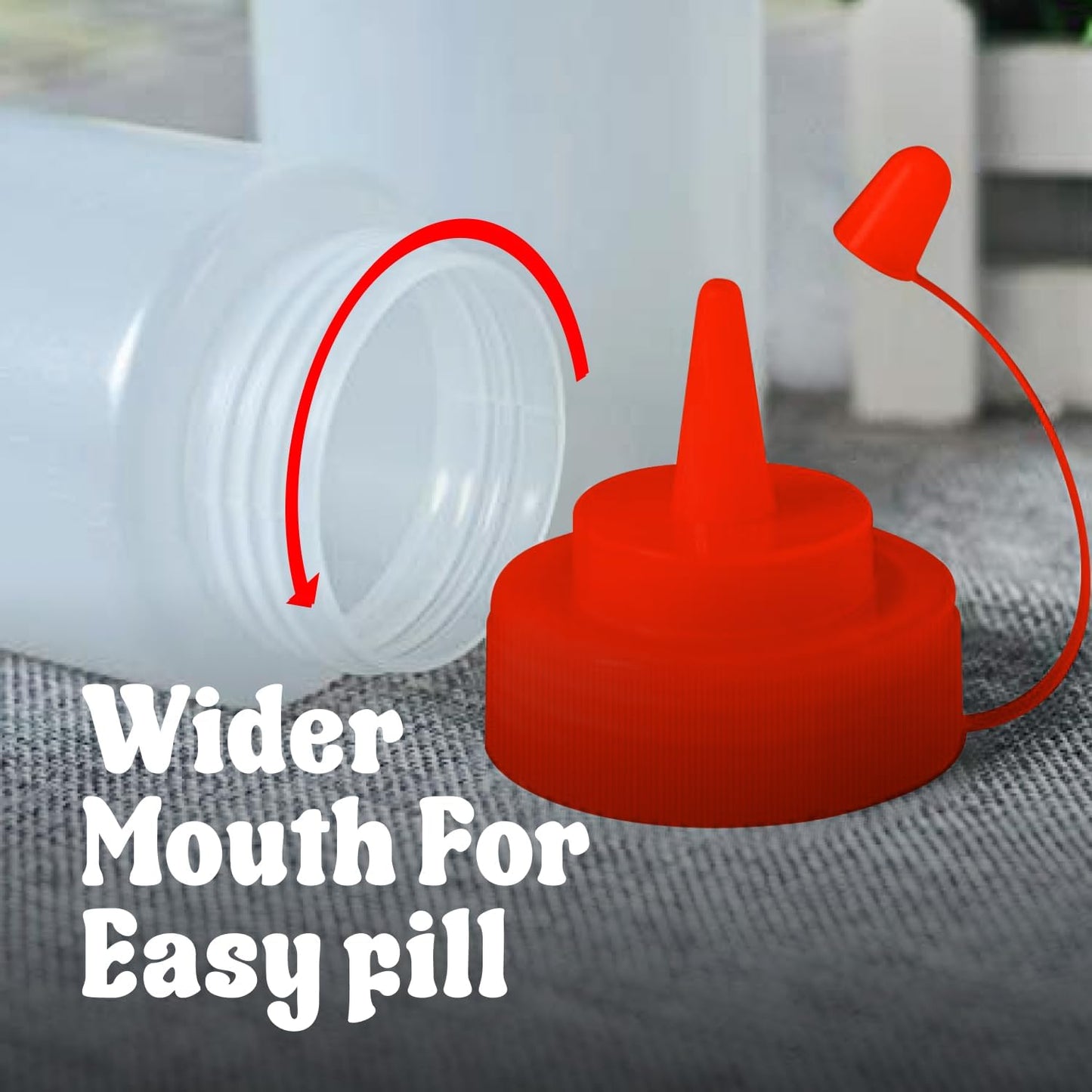 Norcalway 12 oz Condiment Squeeze Bottles for Sauces - Leak Proof - 6 Pack