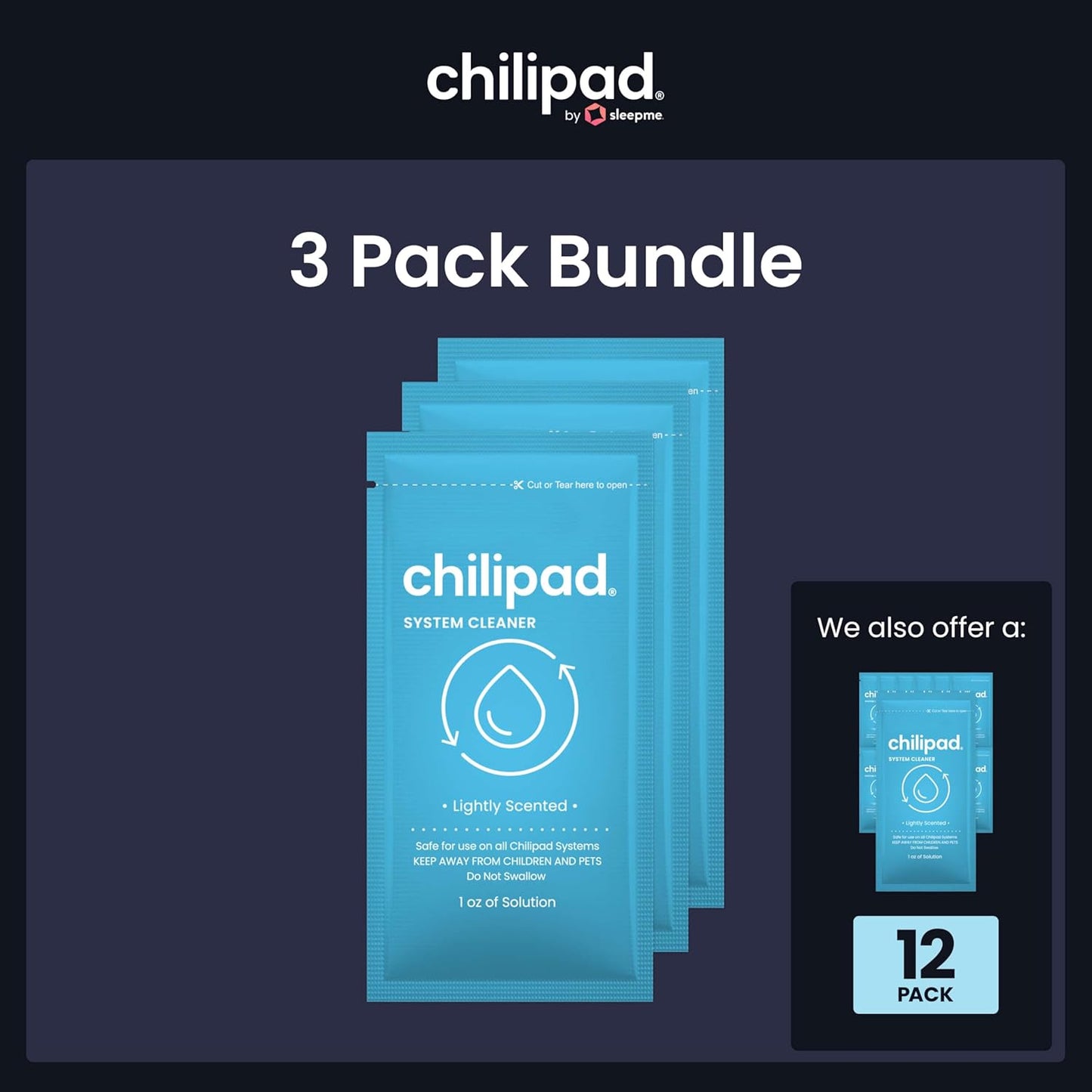 Chilipad Sleep System Cleaner – For Regular Maintenance and Deep Cleaning of the Chilipad Bed Cooing Systems – 1 Ounce of Cleaning Solution (12 Pack)