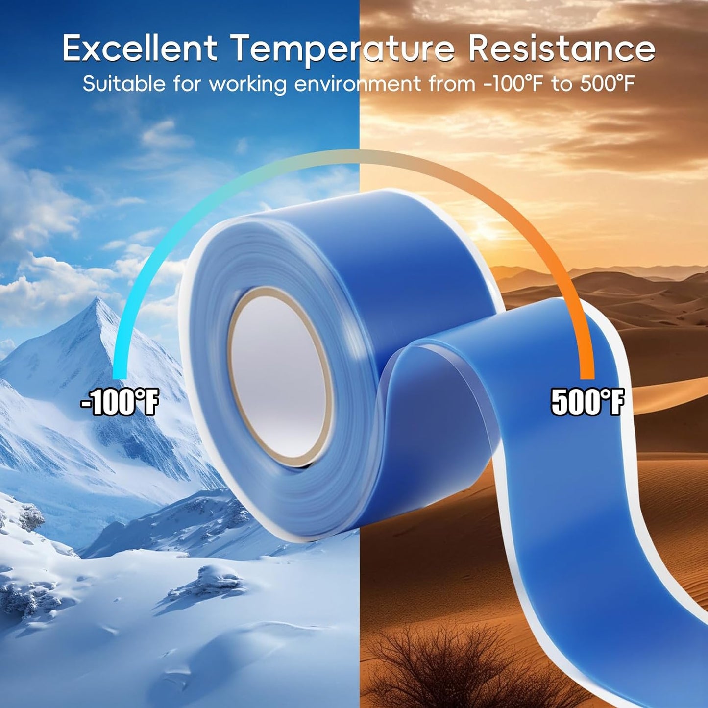 Self Fusing Silicone Tape 2 Rolls 1 in x 10' Blue Waterproof Rescue Tape Rubber Leak Silicone Self-amalgamating Tape for Plumbing, Sealing Pipes, Hose Repair, Outdoor Coax and Tool Fixation