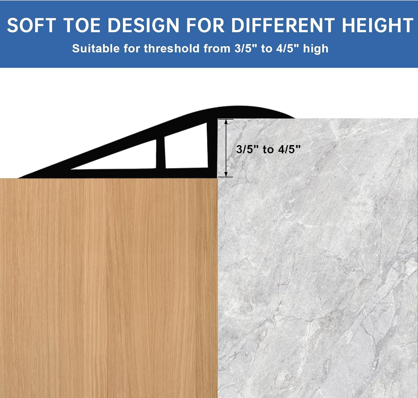 Vinyl Door Threshold Flooring Transition Strip Self Adhesive Carpet Edging Strip for Laminate Doorway Edge Threshold from 3/5" to 4/5" (Brown Wood Grain, 10 Ft)