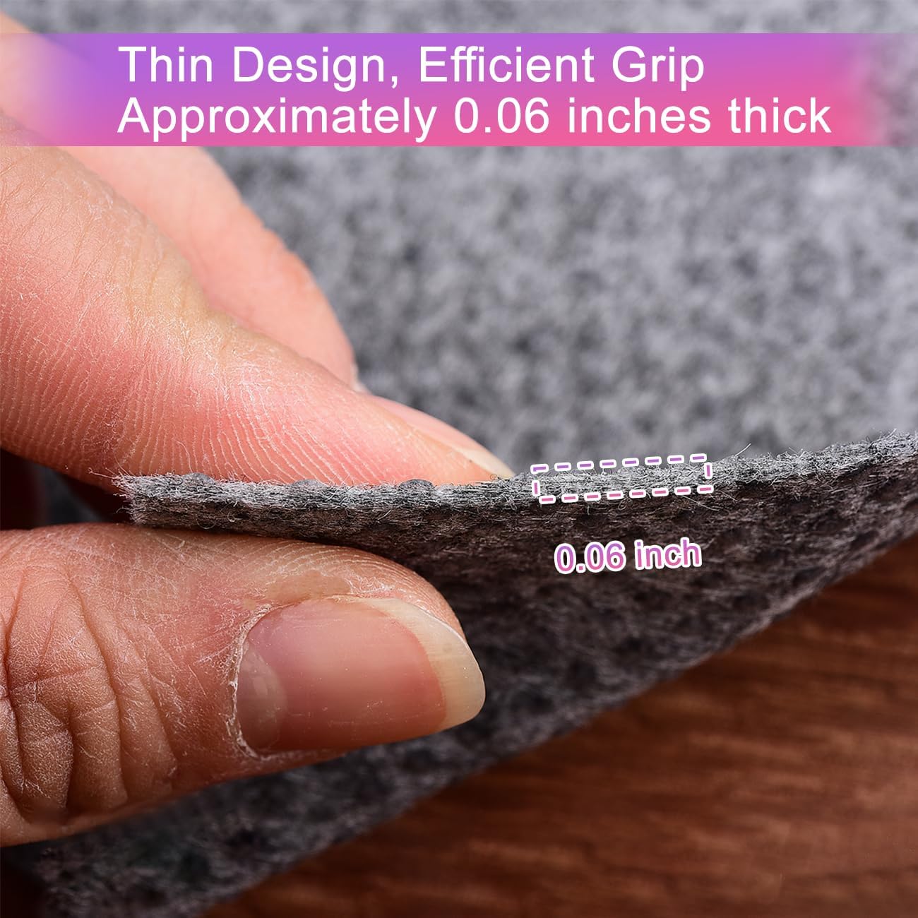 Ultra Strong Anti-Slip Thin Rug Felt Pad, Non Slip Grip Pads, Keep Your Rugs in Place (6 x 9 Feet)- Gray