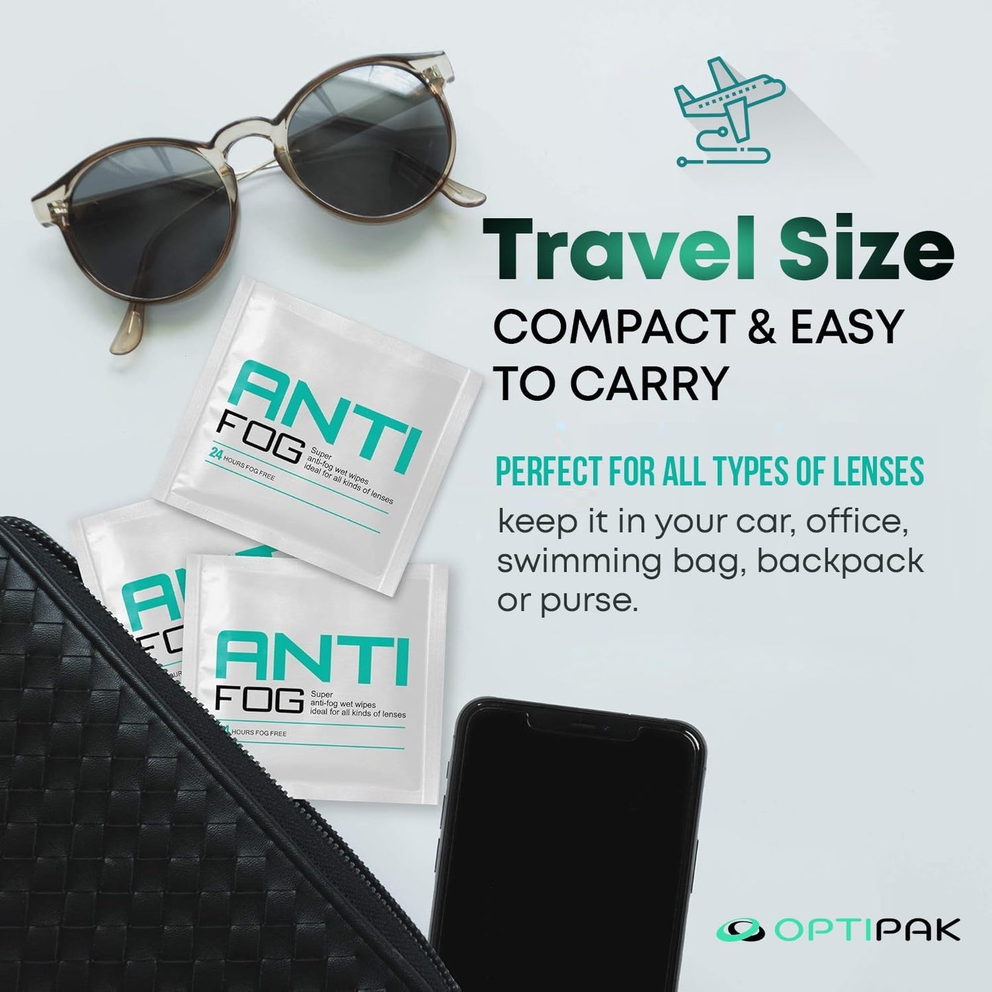 Opti-Pak Anti-Fog Pre-moistened Wipes for Glasses, Binoculars, Face Shields, Ski Masks or Swim Goggles - Prevents Fogging on Glass and Plastic Eyeglasses, Mirrors, Lenses and Windows (30pk 10 Count)