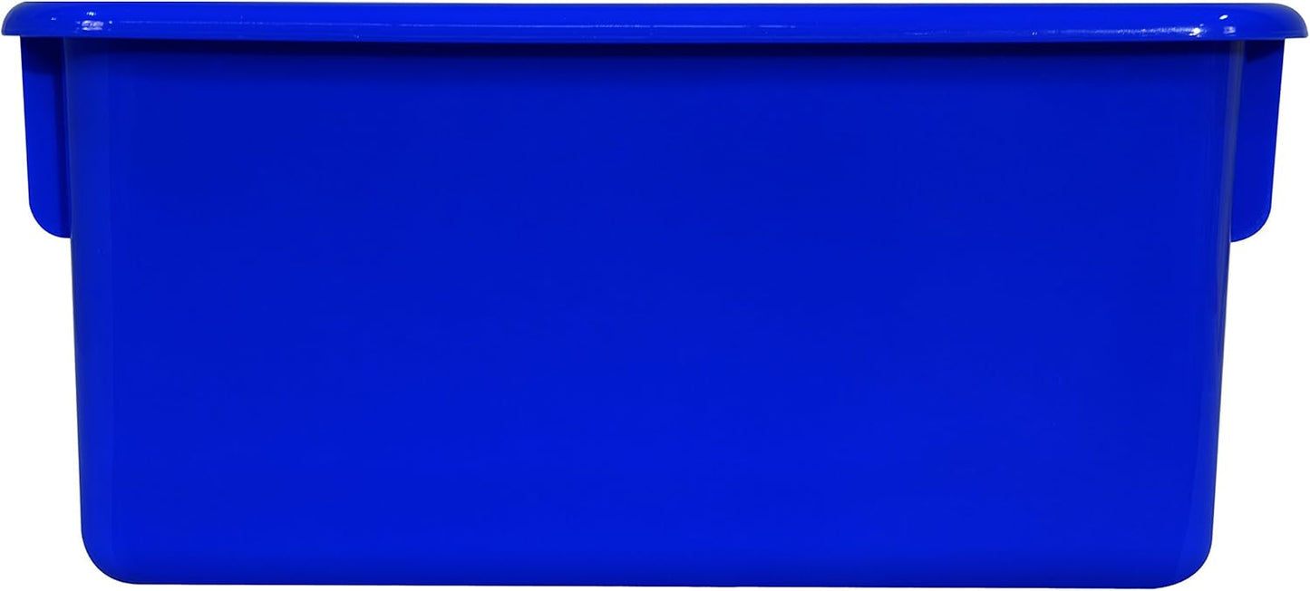 Wood Designs Cubby Storage Bin, Heavy Duty Plastic Containers for Kids Blue Cubby Tray Set of 10