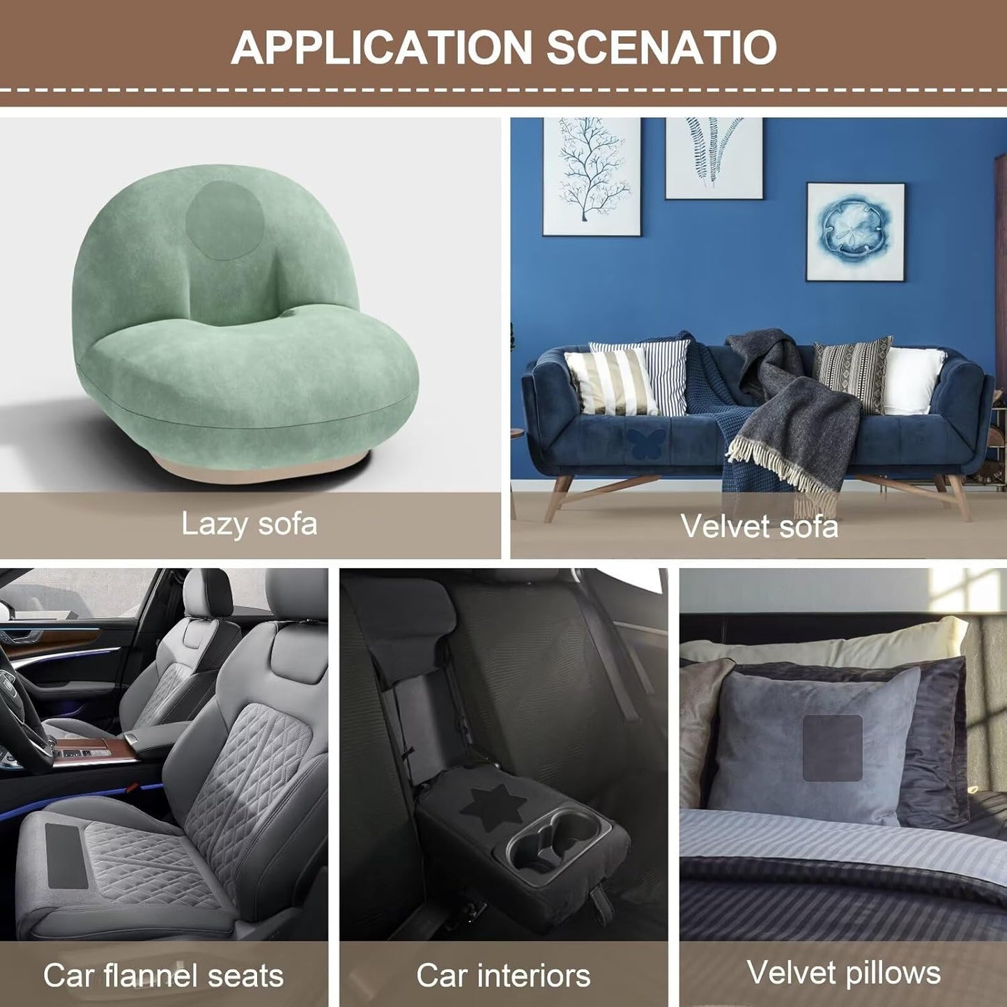 Azobur Fabric Couch Repair Patch 8.3 x 11 inches,Self-Adhesive Fabric Repair Patch for Furniture,Handbag,Sofa,Car Seats-(Black)