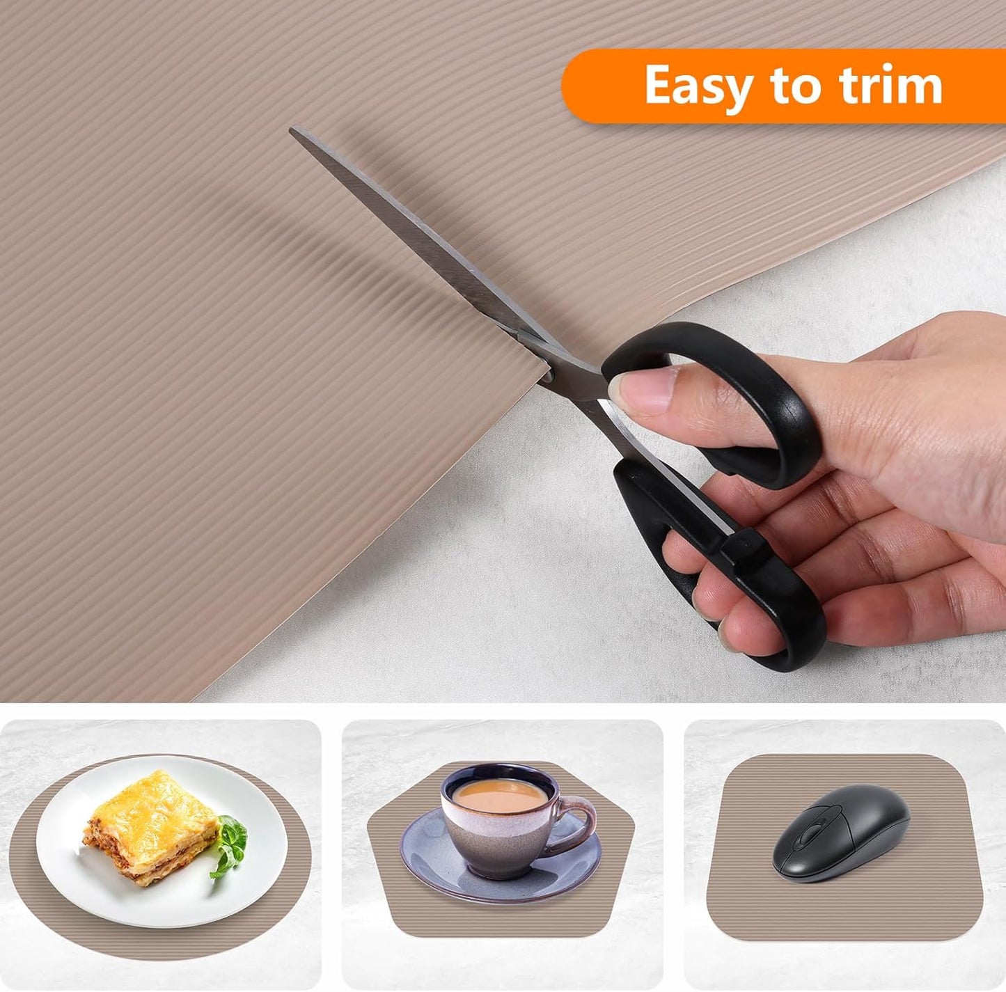 Shelf Liners for Kitchen Cabinets Drawer Liner Non Adhesive Cupboard Mat EVA Material Waterproof Refrigerator Mats Washable Fridge Liner for Cupboard and Desks Liner Beige 11.8 x 59 Inches