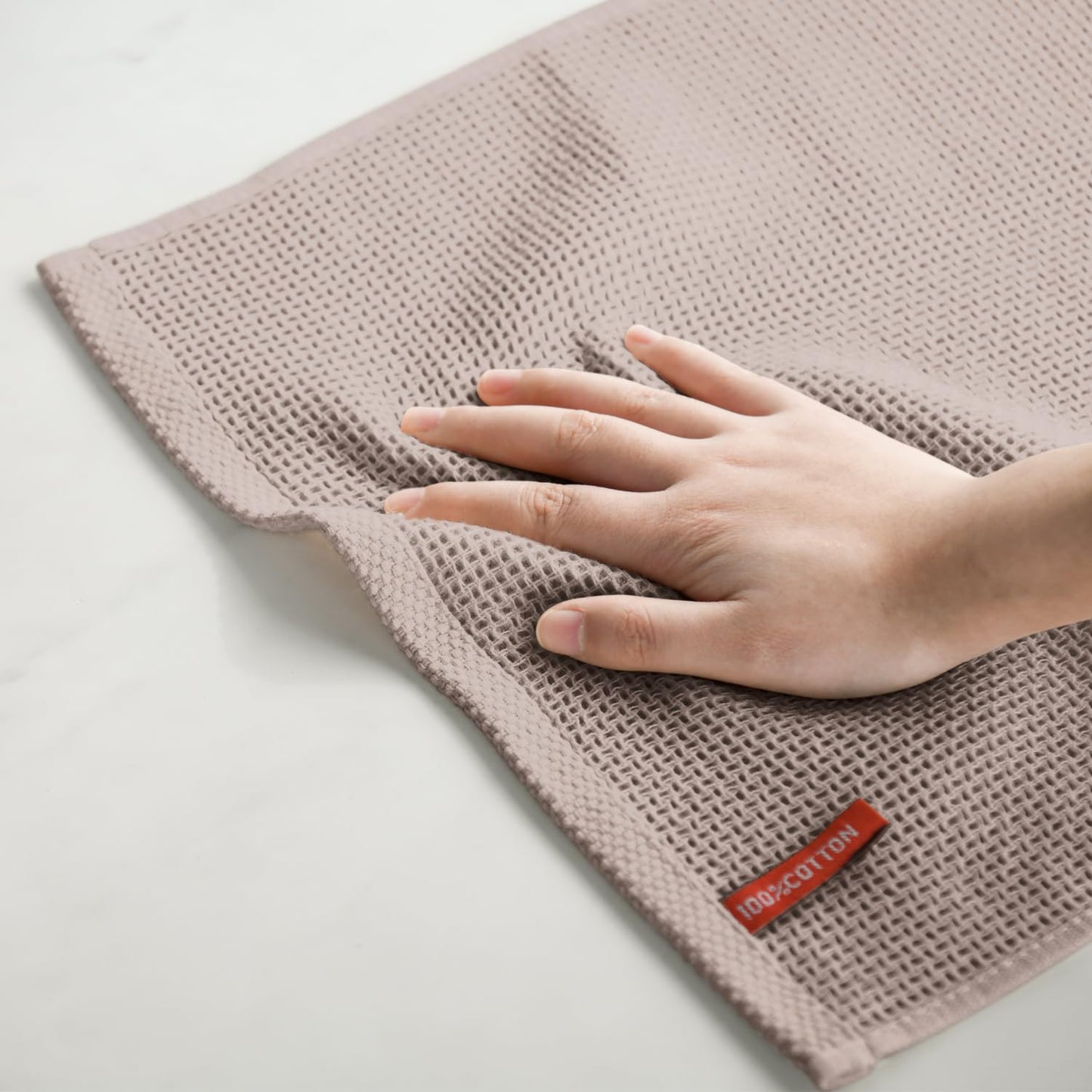 Artoid Mode 100% Cotton Brown Waffle Weave Kitchen Dish Cloths, 12x12 Inch Ultra Soft Absorbent Quick Drying Kitchen Dish Towels Set of 6